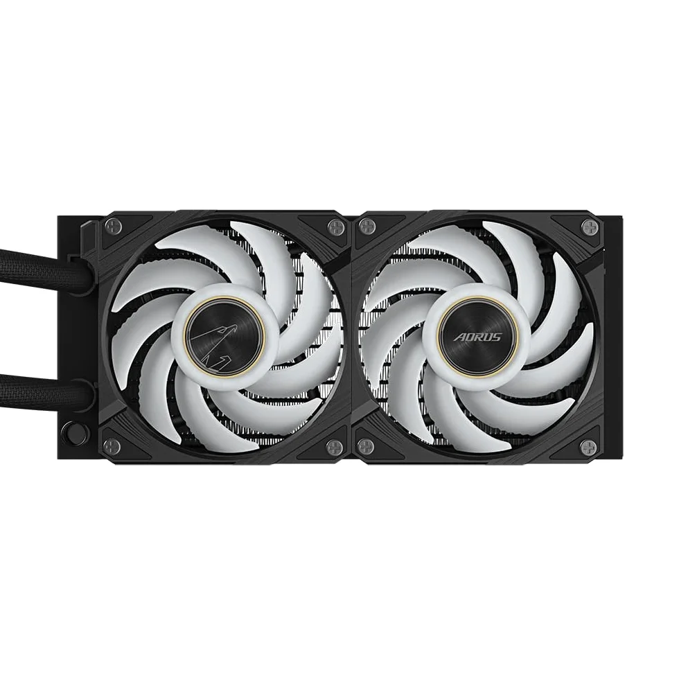 GIGABYTE AORUS WATERFORCE X II 240 Raffreddamento a liquido per CPU AIO - 2x ventole ARGB da 120 mm, LCD a colori, DAISY-CHAIN, compatibile con Intel LGA 1851 e AMD AM5
