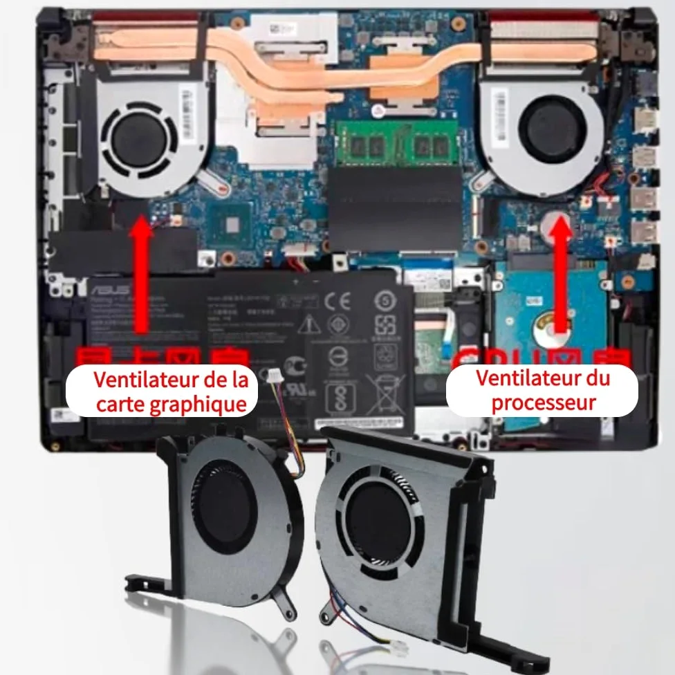 TUF Gaming, 2 Ventole di Raffreddamento CPU GPU per Laptop Fa506 Fx505g Fx505 F TUF FX505ge FX505gm FX505dt FX705 506 Fx505dy Fx505gt Sostituzione per