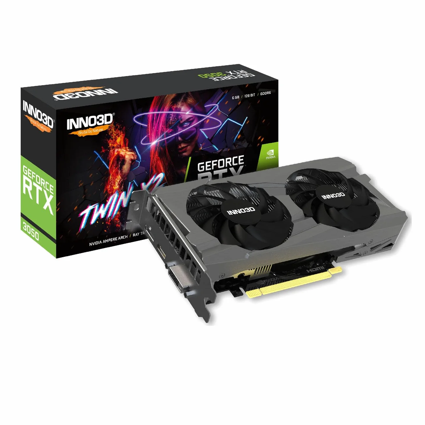 INNO3D NVIDIA GEFORCE RTX 3050 Twin X2 V2 6GB GDDR6 96-bit PCIe 4.0 Gaming Scheda grafica - N30502-06D6-1880VA60