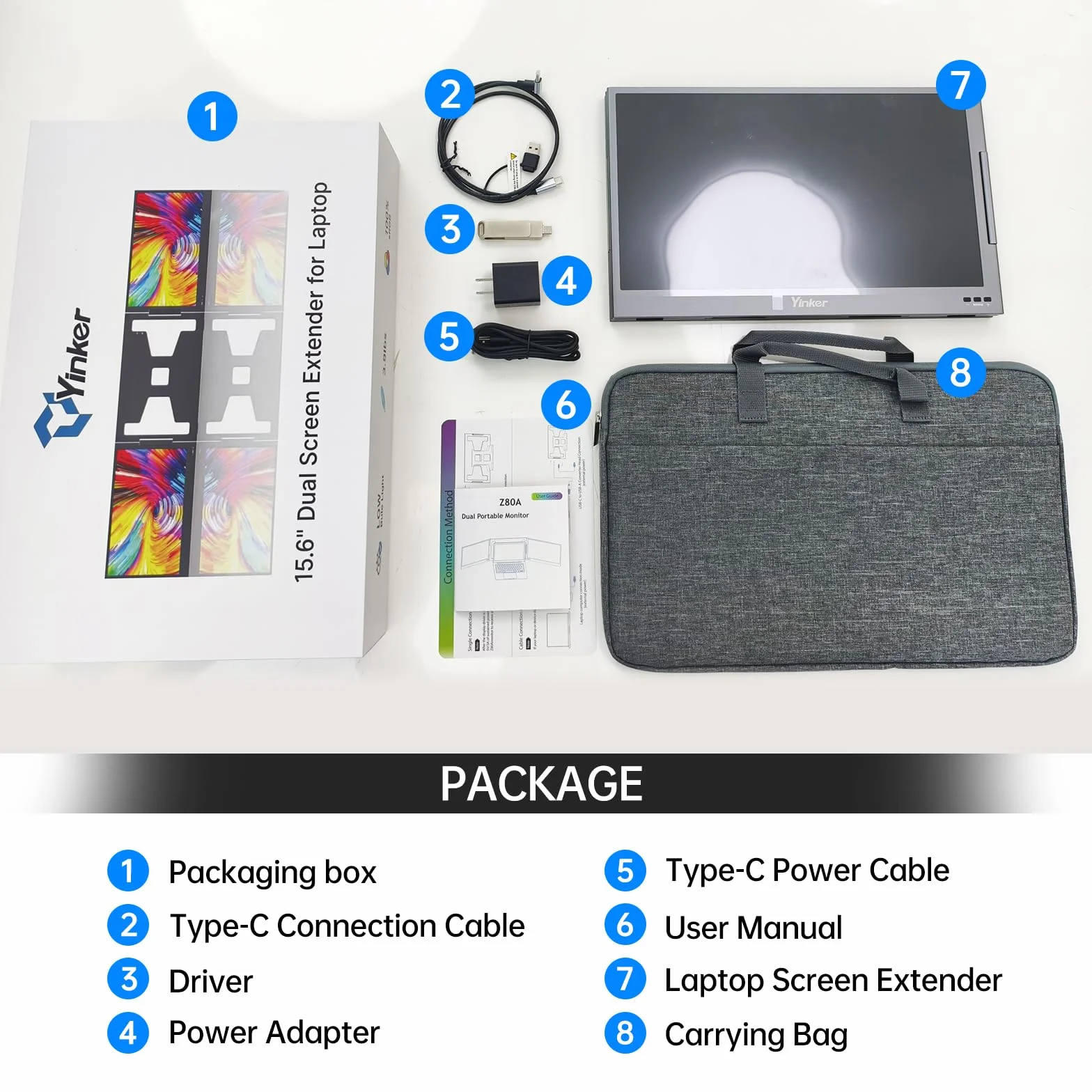 15,6” FHD triplo schermo laptop estensione UNO cavo di collegamento per laptop 11‘’-16‘’ ruotabile a 360° e ripiegabile per lavoro, viaggi, gioco