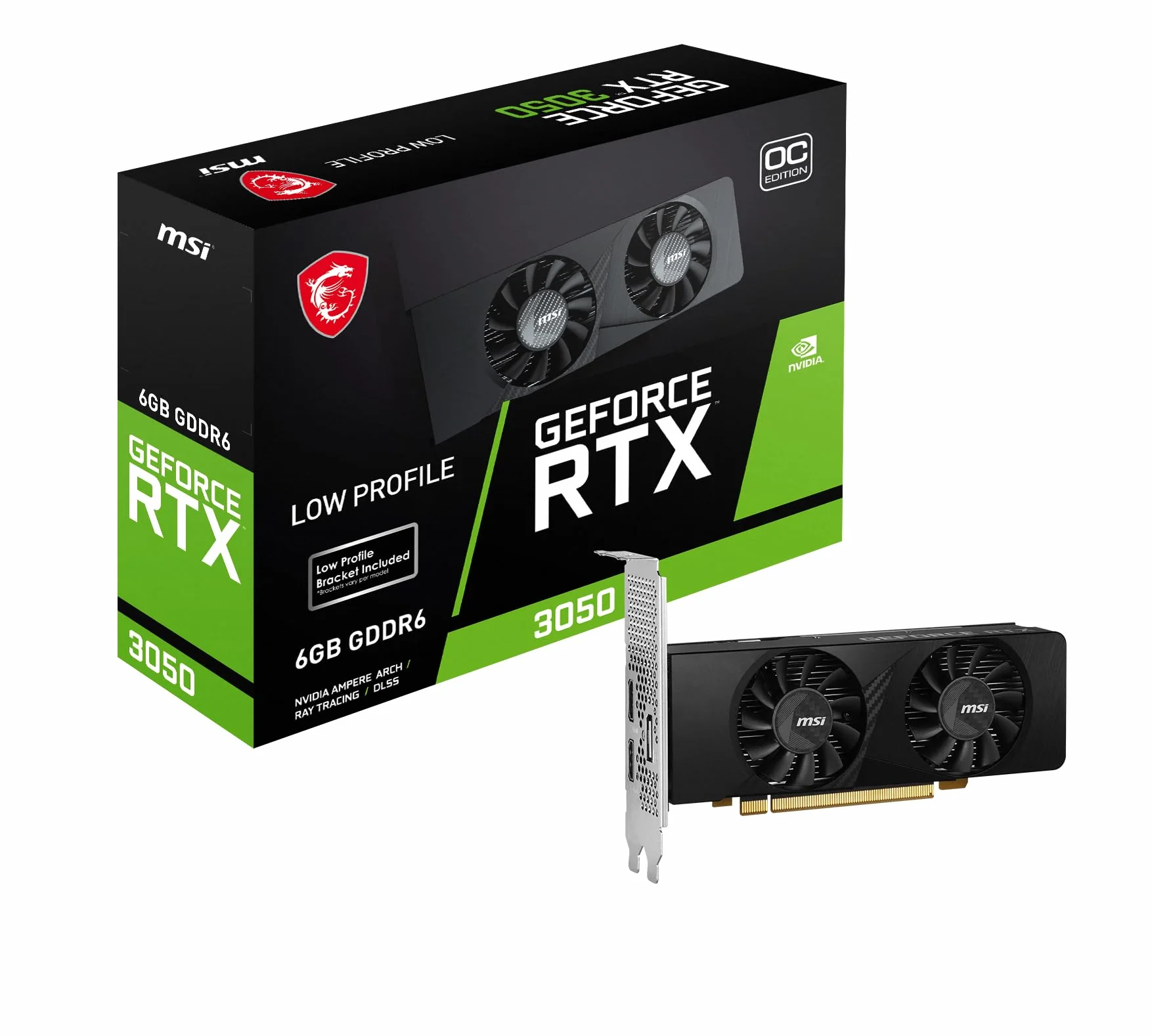 MSI GeForce RTX 3050 LP 6G OC (6GB GDDR6/PCI Express 4.0/1492MHz/14000MHz/Low Profile)