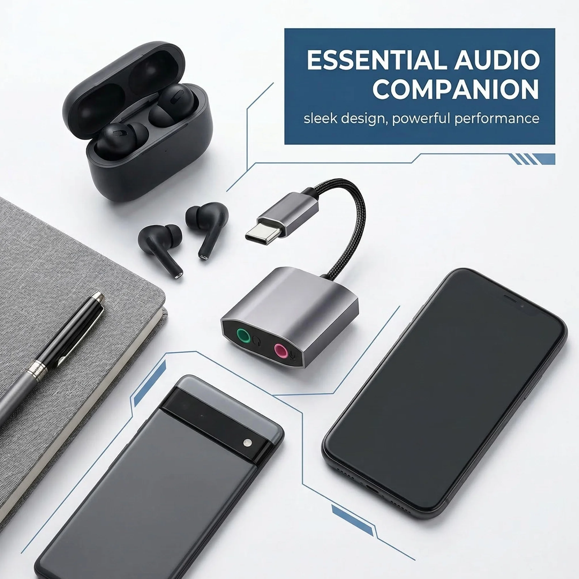 Scheda Audio Esterna USB C, Adattatore Audio Tipo C a Jack 3,5mm Hi-Fi 24-bit/96kHz, Convertitore Audio con Ingresso Microfono e Uscita Cuffie, Plug & Play per PC, Laptop, perPS5PS4Xbox