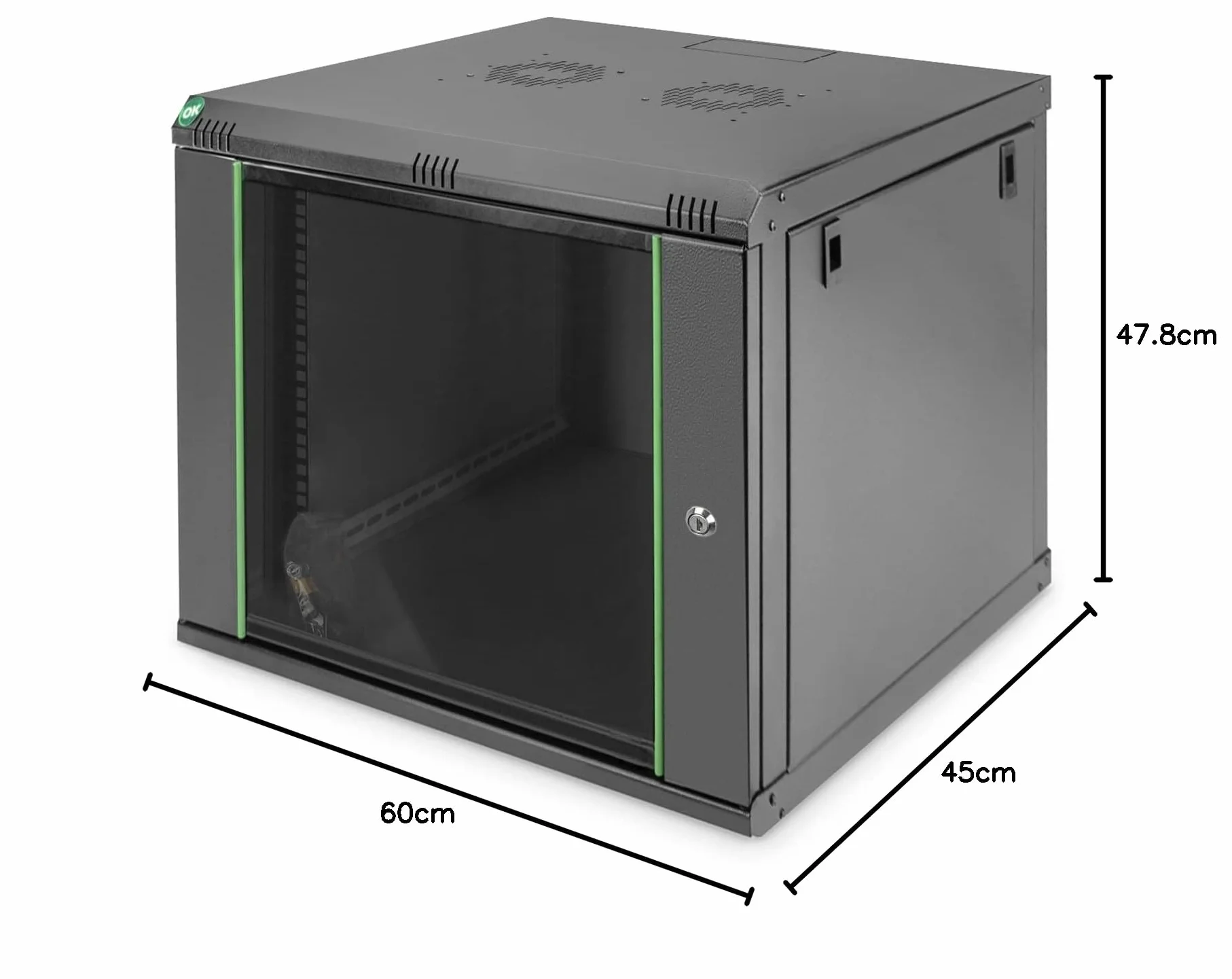 DIGITUS Armadio di rete Rack 19 pollici 9U Montaggio a parete Profondità 450mm Carico 60kg Serie Dynamic Basic Nero