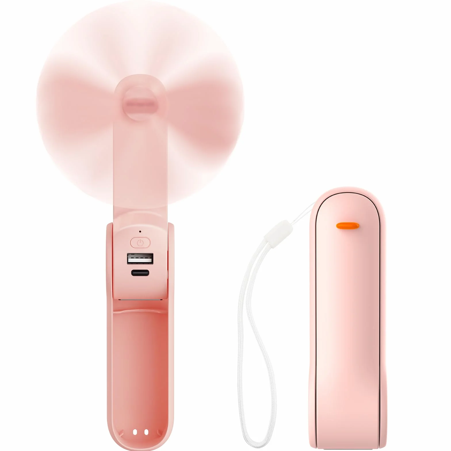 JATEKA Mini Ventilatore Portatile, Ventilatore USB 2 in 1, Velocità del Vento Pieghevole e Regolabile, Ventilatore Silenzioso con Funzione di Alimentazione Mobile, Adatto per Esterni, Viaggi, Ufficio