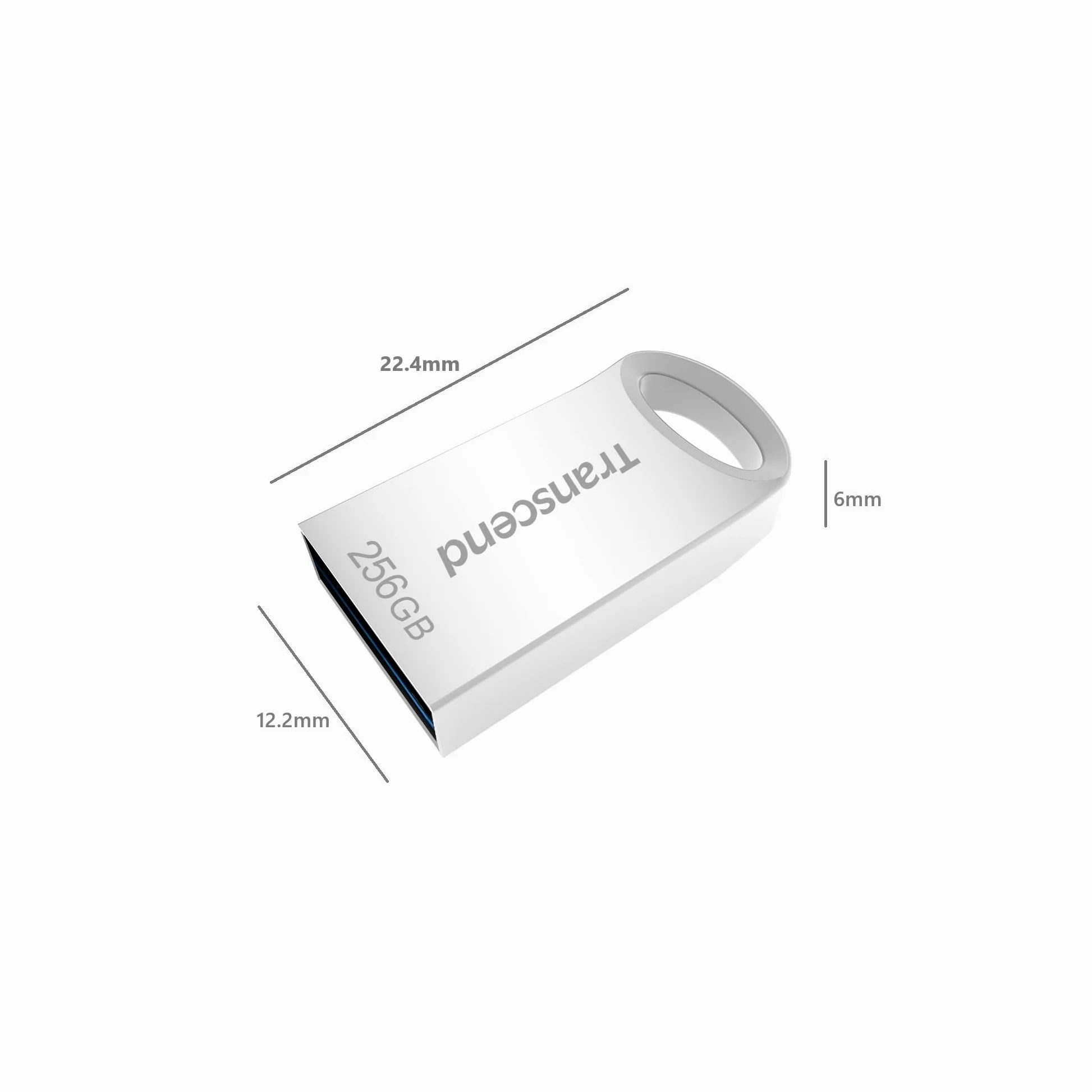 Transcend JetFlash da 256 GB, chiavetta USB compatta 3.1 Gen 1 (per portachiavi), colore argento - TS256GJF710S