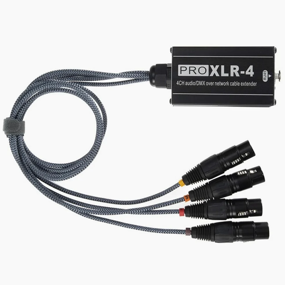 XLR maschio/femmina 4 canali Snake 3Pin XLR/to Ethercon RJ45 Cat5/Cat6 Ethernet Extender (1 paio) nero
