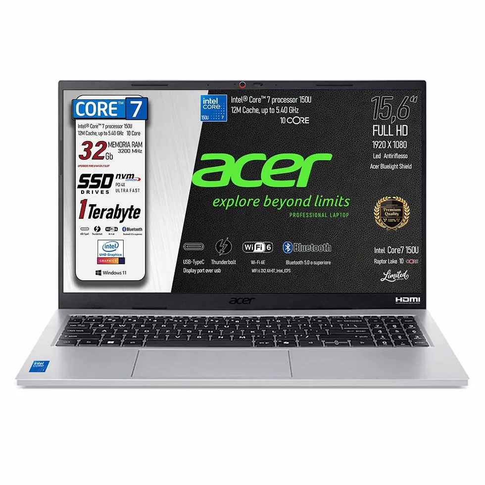 Acer Aspire Notebook Intel Core 7 150U 32GB RAM 1TB SSD 15.6" FHD Win 11