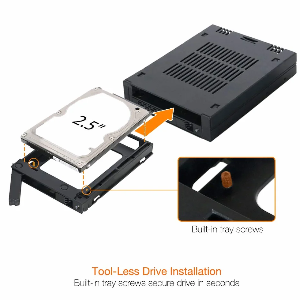 ICY DOCK Rack rimovibile Cage, Hot Swap Rack Case per 2 x 2,5" SAS/SATA HDD/SSD in 3,5" Bay (installazione su disco senza utensili) - ExpressCage MB742SP-B