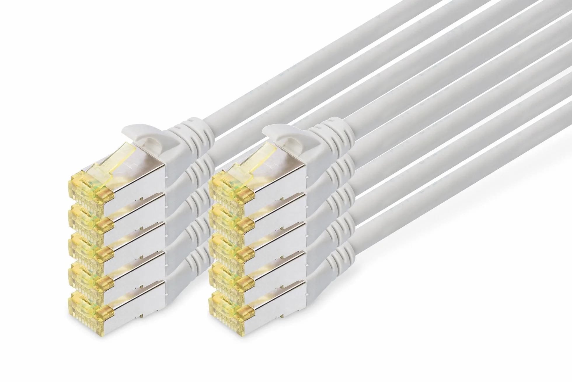 DIGITUS Cavo LAN Cat 6A 0,5 m 10 pezzi S/FTP schermato 10 Gbit/s 500 MHz PoE++ AWG 26/7 LSZH Cavo di rete RJ45 Grigio