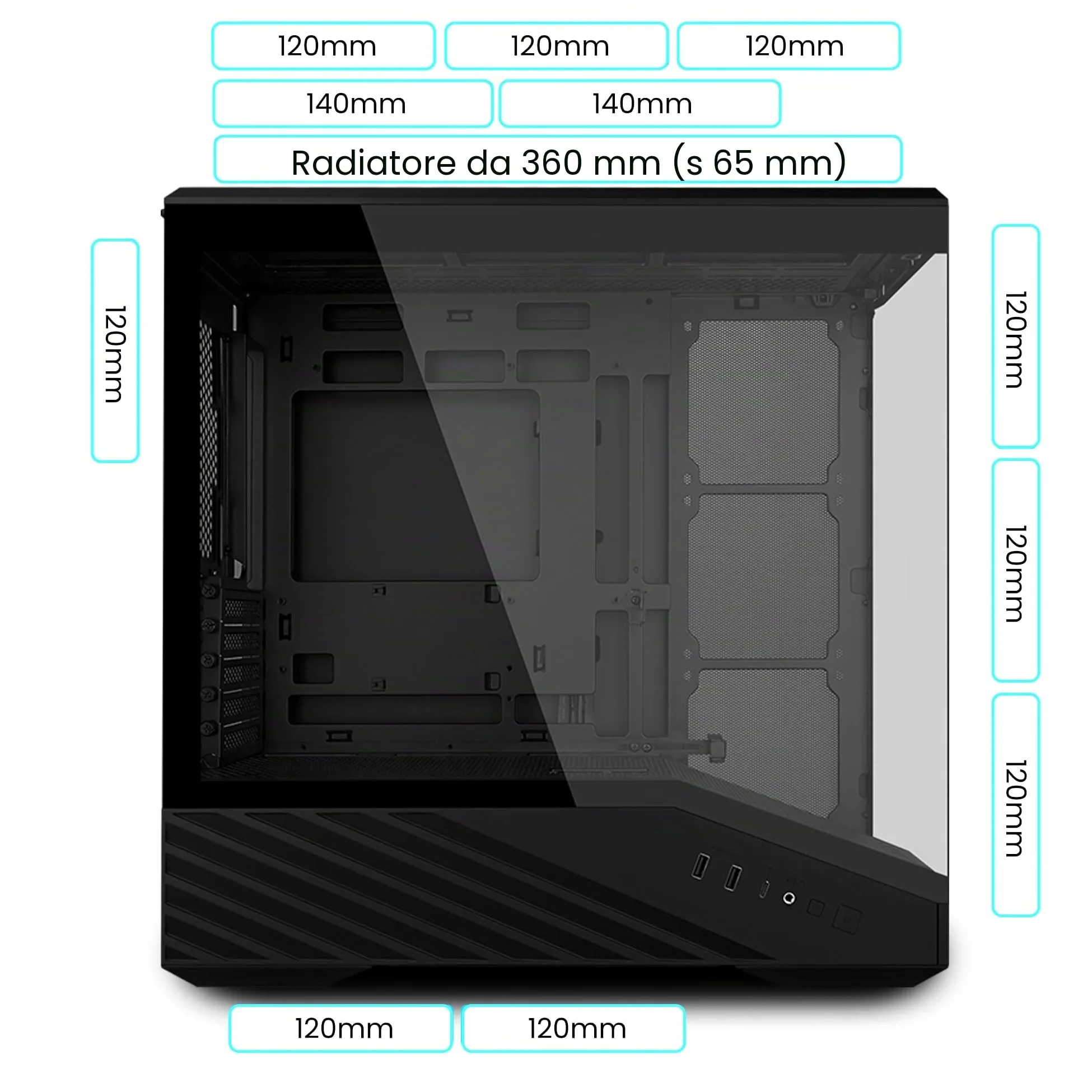 LIANLI Vector V100R Mini Tower PC Case, senza colonna, connessione posteriore m-ATX/m-ATX/Mini ITX, dotata di 4 ventole standard ARGB, V100RMIX, autorizzata giapponese