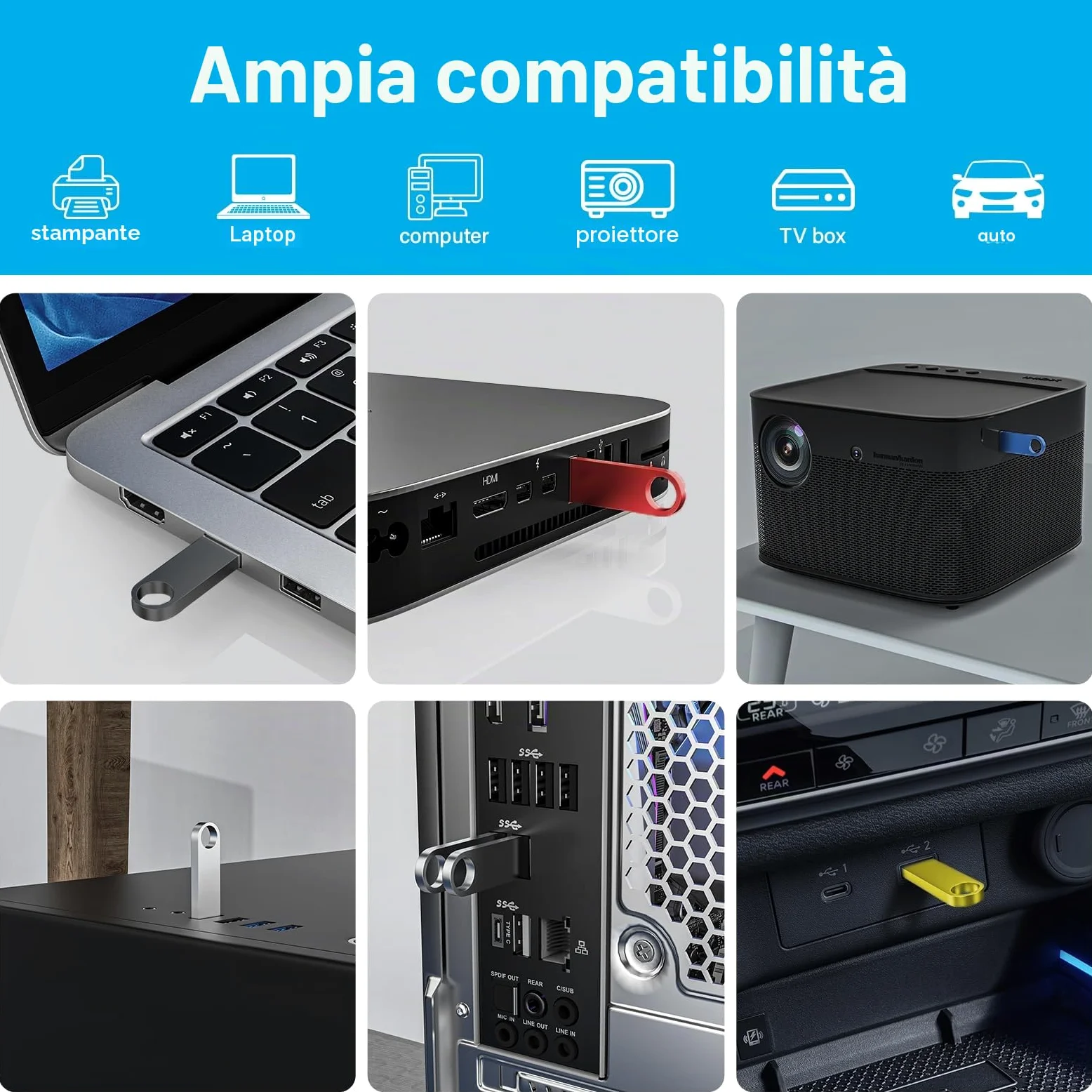 ABLAZE Mini chiavetta USB 2 GB 20 pezzi Nero impermeabile Penna USB 2 GB | in metallo confezione da 20 pezzi per laptop, computer, TV, auto