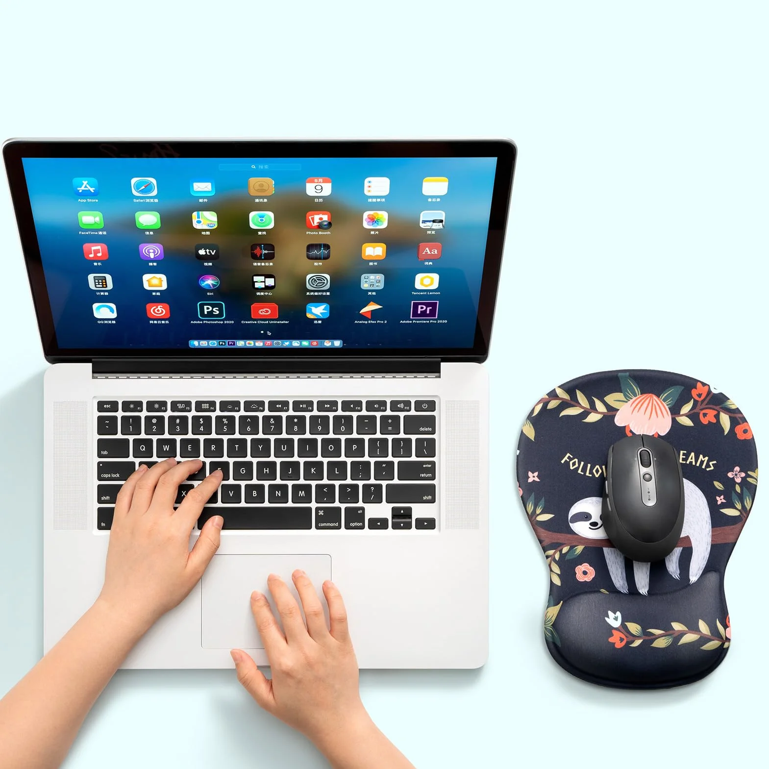 AOKSUNOVA Mouse Pad in Gel Ergonomico con Motivo Gatto, Poggiapolsi con Cuscinetto in Gel