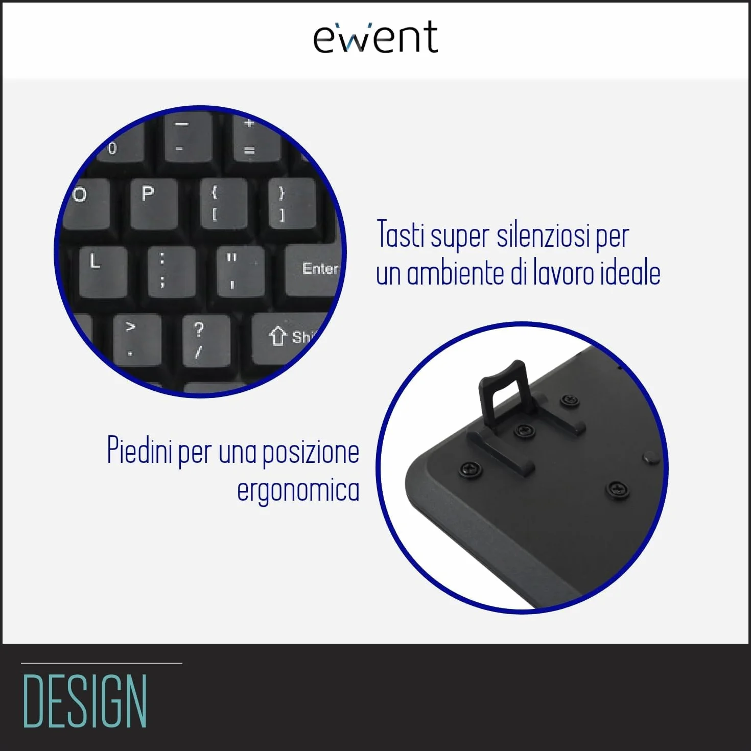 Ewent Tastiera Professionale USB Cablata, Layout Italiano QWERTY, Tastiera con filo per PC/Notebook/Laptop, Mac/Windows, nera
