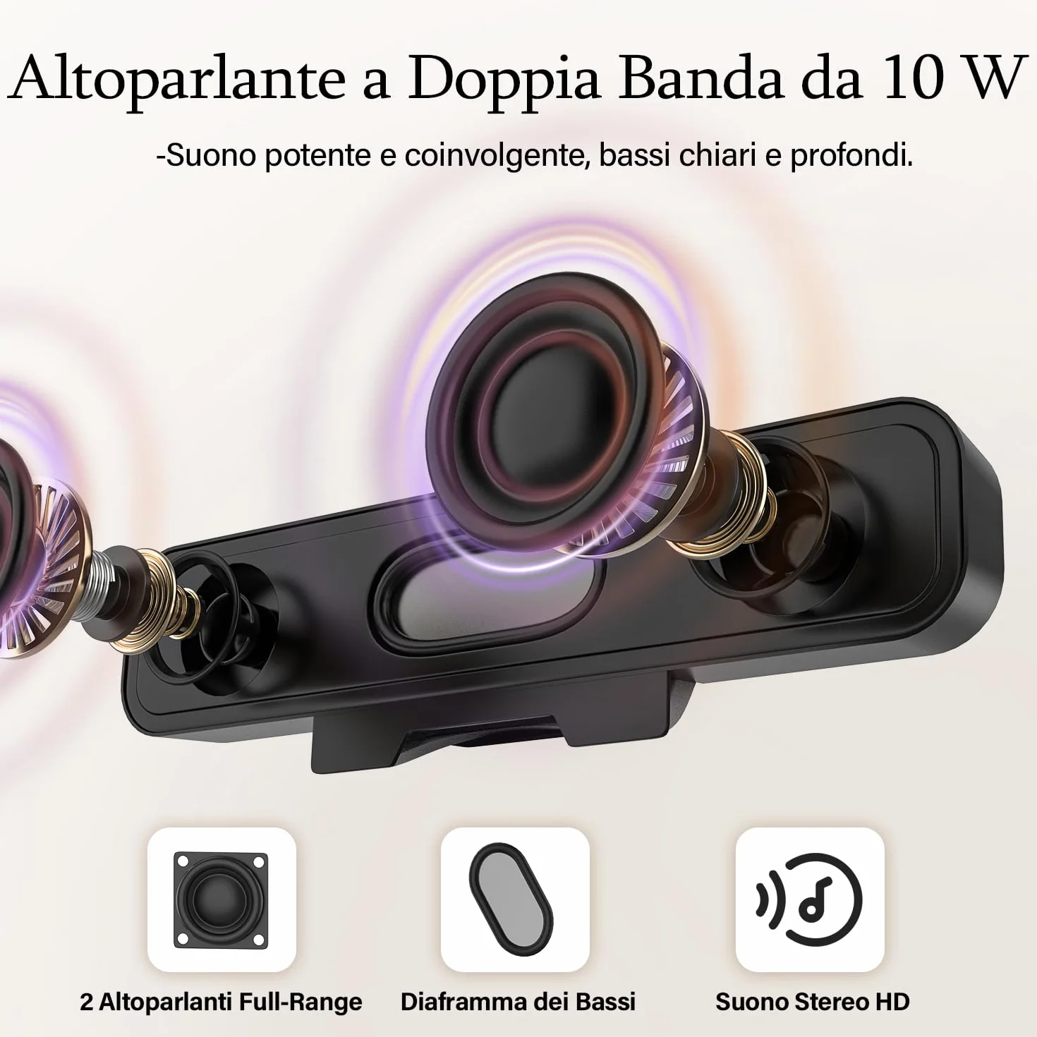 ZETIY Altoparlante per PC, Casse USB Portatile Mini Soundbar, Alimentazione USB, Monitorare per Telefono, Notebook, Laptop, Desktop - Plug and Play (Nero)