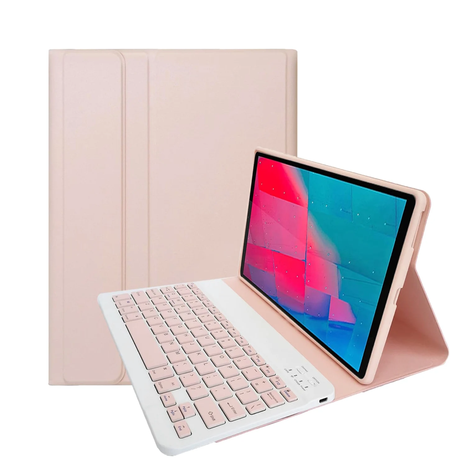 Custodia Tastiera per Tablet Lenovo Tab M10 Plus da 10,3 pollici FHD (TB-X606F/TB-X606X) / K10 (TB-X6C6), Cover Intelligente con Tastiera Bluetooth Wireless Rimovibile Magnetica QWERTY, rosa