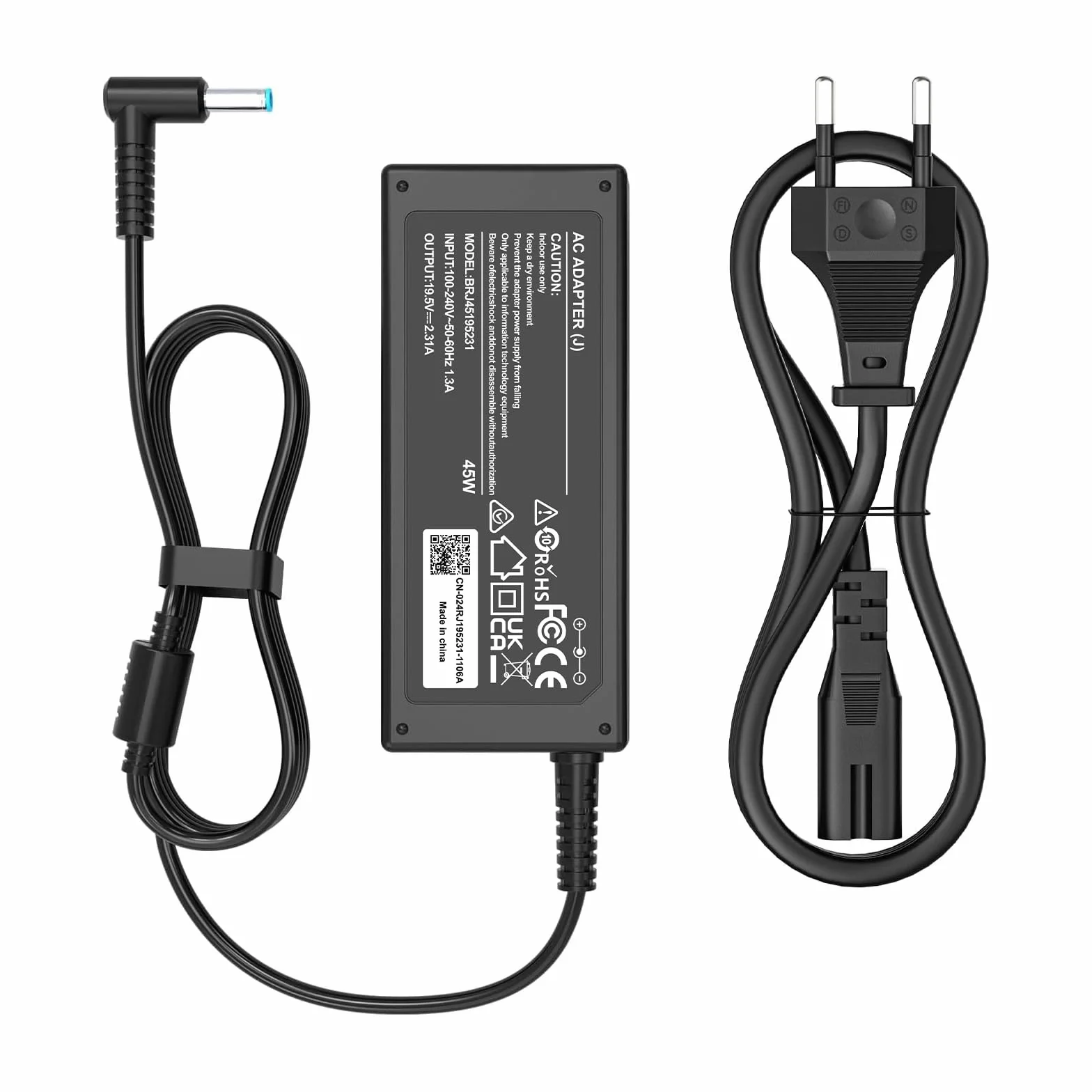 Caricatore per HP，Alimentatore 45W per Hp Elitebook 840 830 850 Pavilion 11 13 15 Stream Probook 430 440 450 240 250 255 Cavo Alimentazione Punta blu (4,5 * 3,0 mm)
