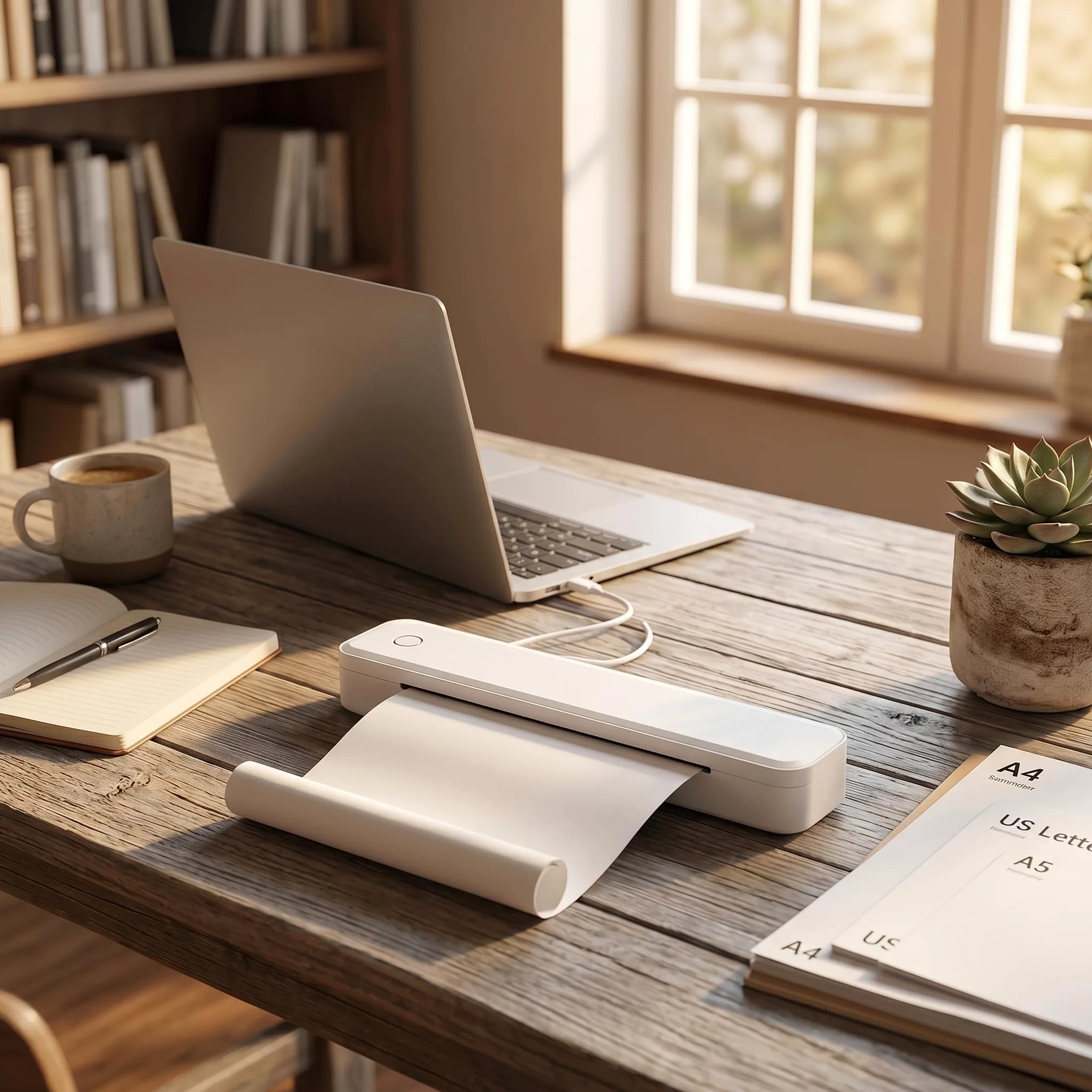 ViaGasaFamido Stampante Termica Portatile 203DPI, Senza Inchiostro, USB-C 2600mAh, Supporta US Letter A4 A5, per Viaggi e Ufficio