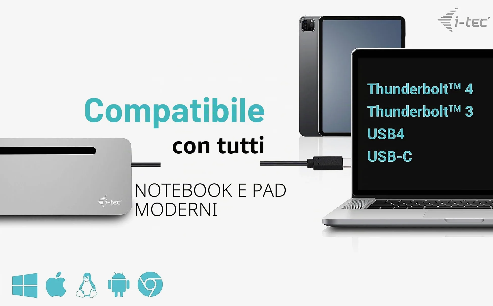 i-tec USB-C Metal Ergonomic 3x 4K Display Docking Station + Power Delivery 100 W (I-TEC USB-C ERGO 3X LCD DOCK - METAL ERGONOMIC 4K DOCK PD 100 W)