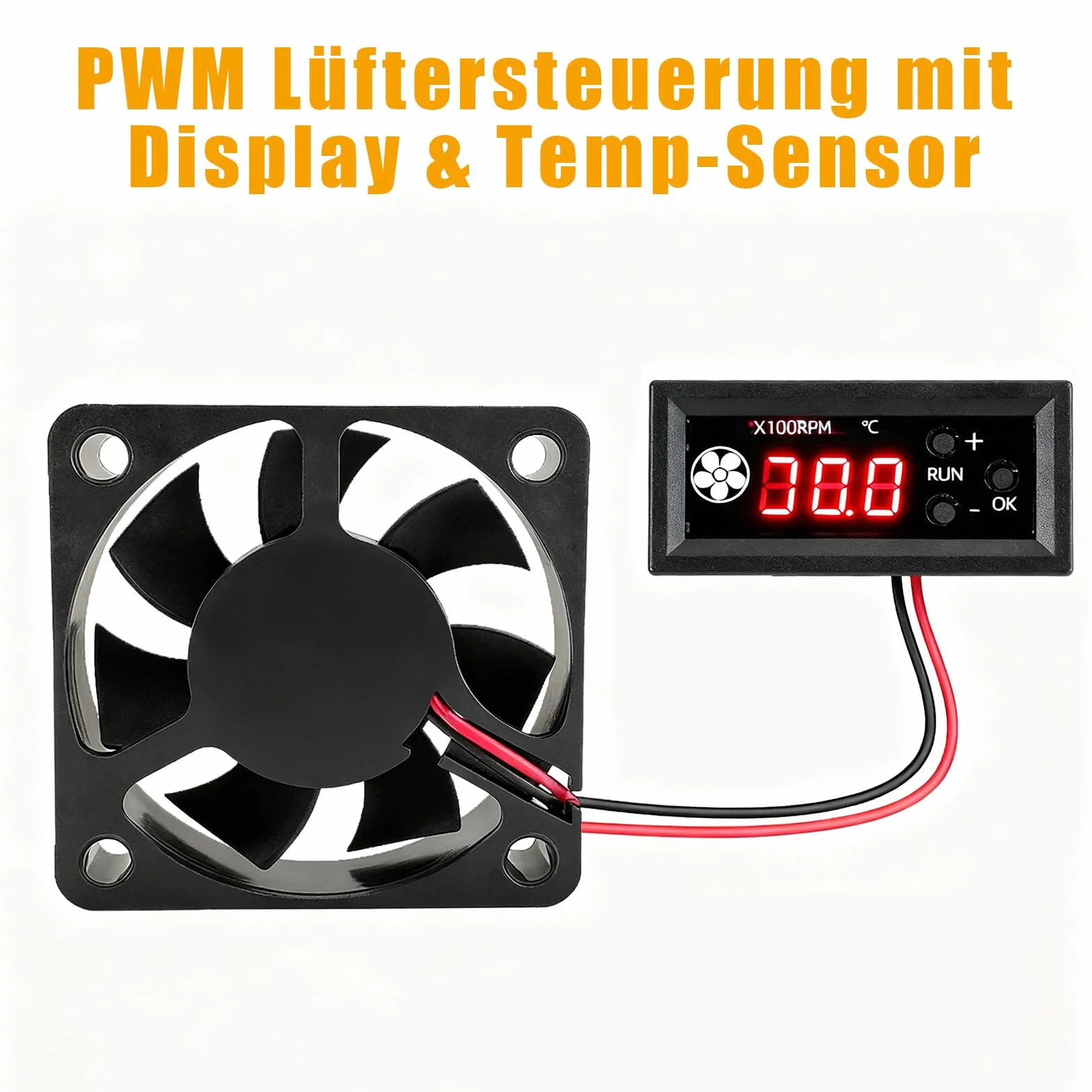 Controllo ventola DC 12 V PWM 4 pin con display digitale temperatura e velocità di rotazione – controllo della temperatura per ventola PC a 4 fili – regolatore di velocità 12 V ventilatore