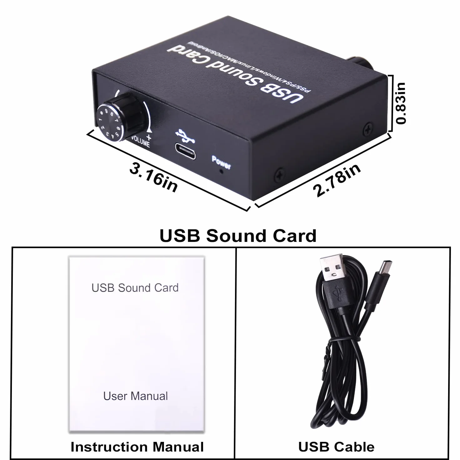 Scheda Audio USB, Tendak Scheda Audio Stereo Esterna Adattatore Audio USB con Porta per Cuffie e Microfono da 3,5mm, Controllo Volume, Regolazione Bassi per PC Laptop Desktop PS5, Windows, Mac, Linux