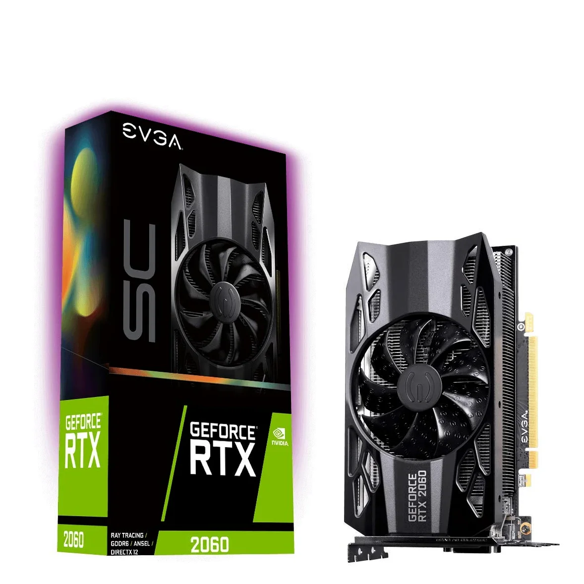 Evga Geforce Rtx 2060 Sc Gaming, 6Gb Gddr6, Ventilatore Hdb , 06G-P4-2062-Kr, Nero, ‎18.98 x 4.45 x 11.12 cm, 880 grammi