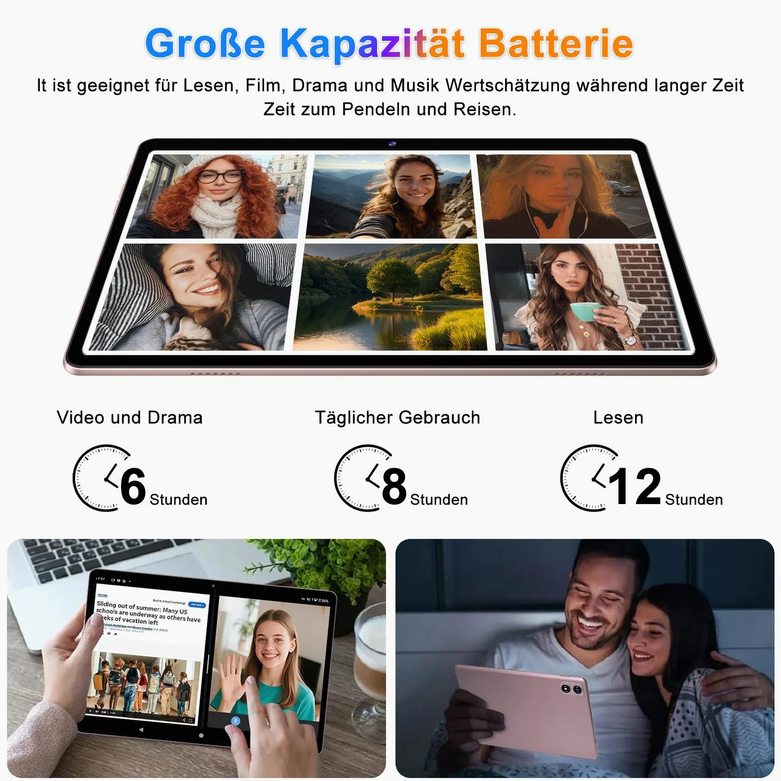 Tablet Android 10 pollici, 22 GB RAM + 128 GB ROM, Widevine L1, oro rosa | con tastiera mouse, 8000 mAh, Octa-Core, 5G WiFi, 1 TB di memoria estesa, 5MP+8MP