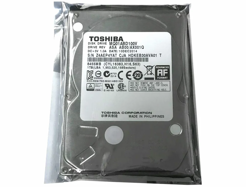 Toshiba - Hard disk da 1TB, 5400 giri/min, 8 MB di cache, SATA 3.0 Gb/s, 6,3 cm, per PS3/PS4 - Garanzia di 3 anni