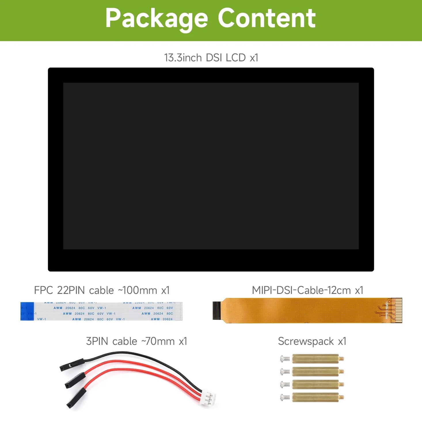 Waveshare 13.3inch High Resolution DSI Capacitive Touch Display for Raspberry Pi 5 / 4B / CM4 IO Board, 1920x1080, IPS, Toughened Glass Panel, DSI Interface, 10-Point Touch, Full Metal Back Panel