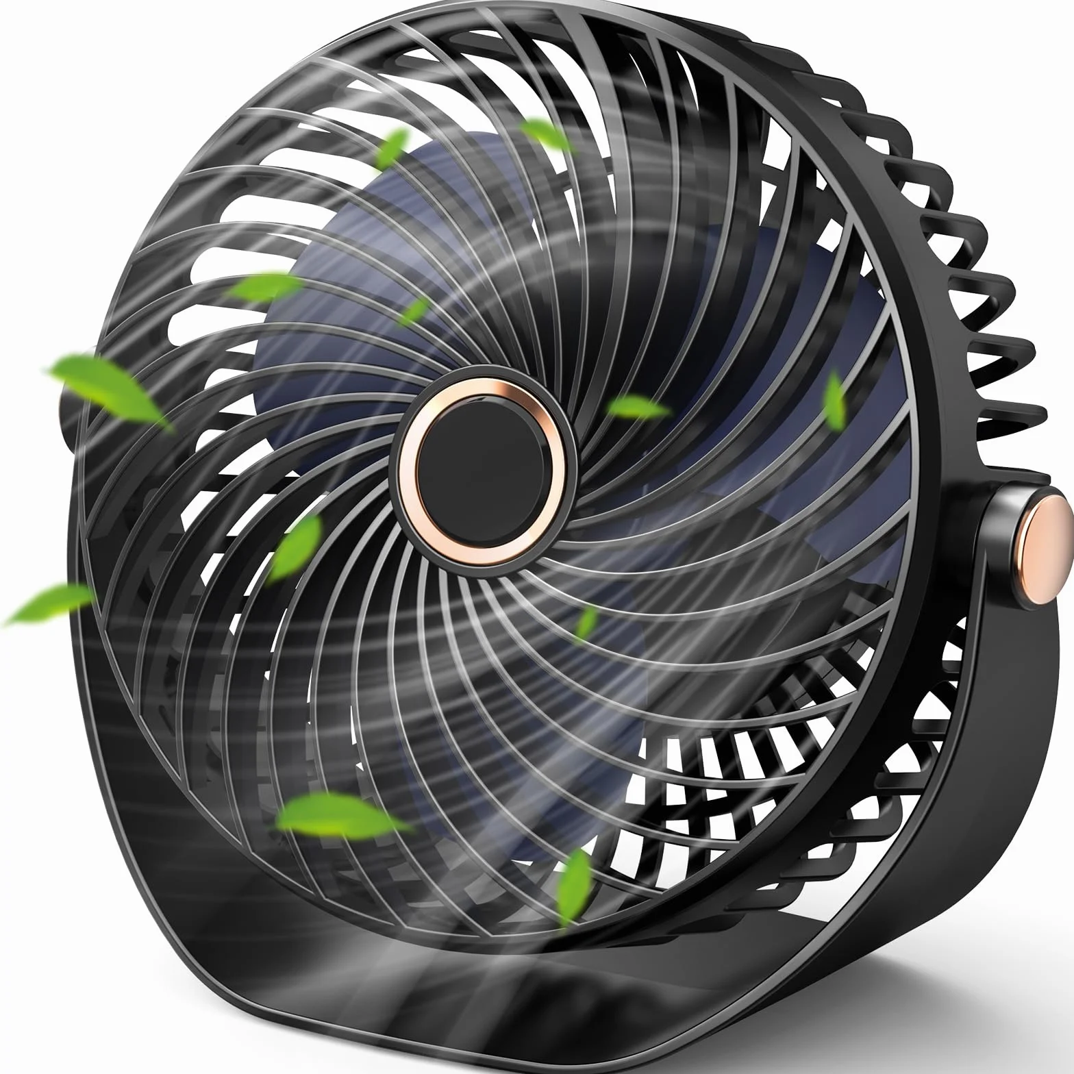 Ventilatore Tavolo, Ventilatore da Tavolo con Flusso d'Aria Forte a 5 Velocità,Testa Girevole a 360° Ventola di Raffreddamento con Portatile e Ultra Silenziosa per Scrivania, Ufficio, Casa (Nero)