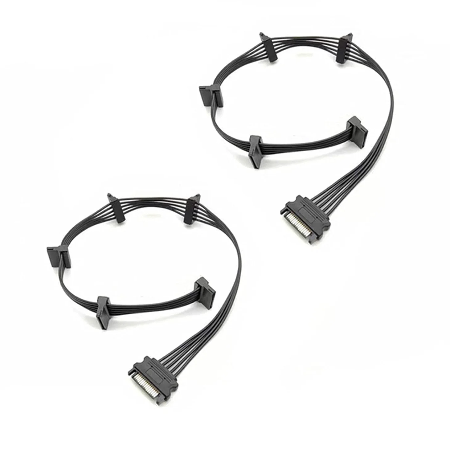Confezione da 2 cavi di prolunga splitter di alimentazione da 15 pin SATA a 5 SATA per HDD, SSD, 53,3 cm