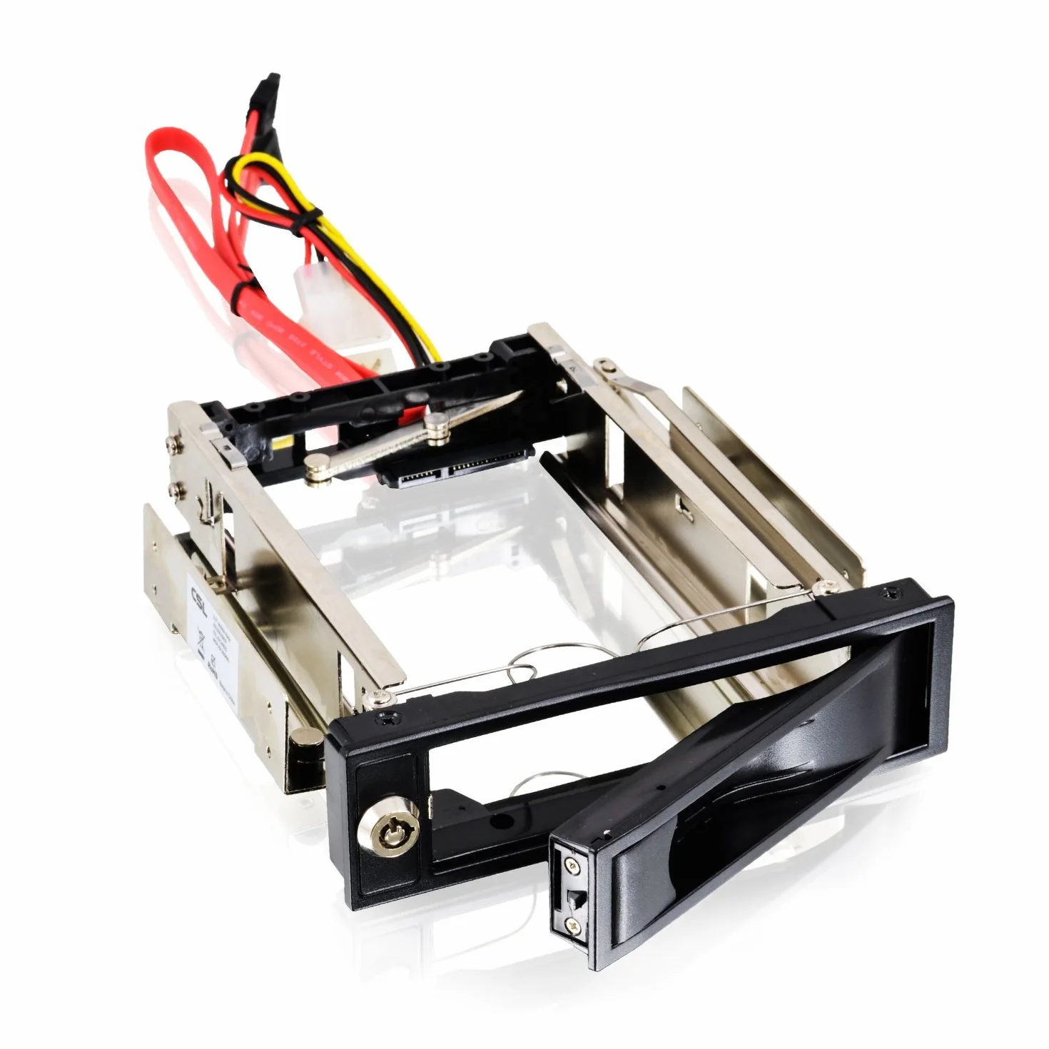 CSL - Telaio Removibile da 5,25 Pollici SATA Mobile Rack - Telaio per Disco Fisso SATA I II III HDD in Slot per unità da 3,25 Pollici - Fino a 6.0 GBit s - Kit antivibrazioni - chiudibile