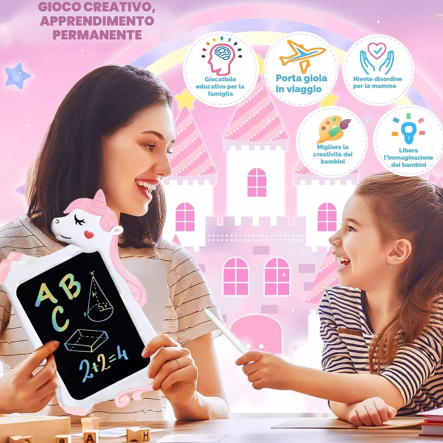 Unicorno Bambina Regalo Tavoletta Grafica - LCD Lavagna per Bambini 10 Pollice, Idee Regalo Bambina Giochi Bambini 3 4 5 6 7 + Anno Lavagnetta Tablet per Disegnare Gioco Giocattoli Idee Regali Natale
