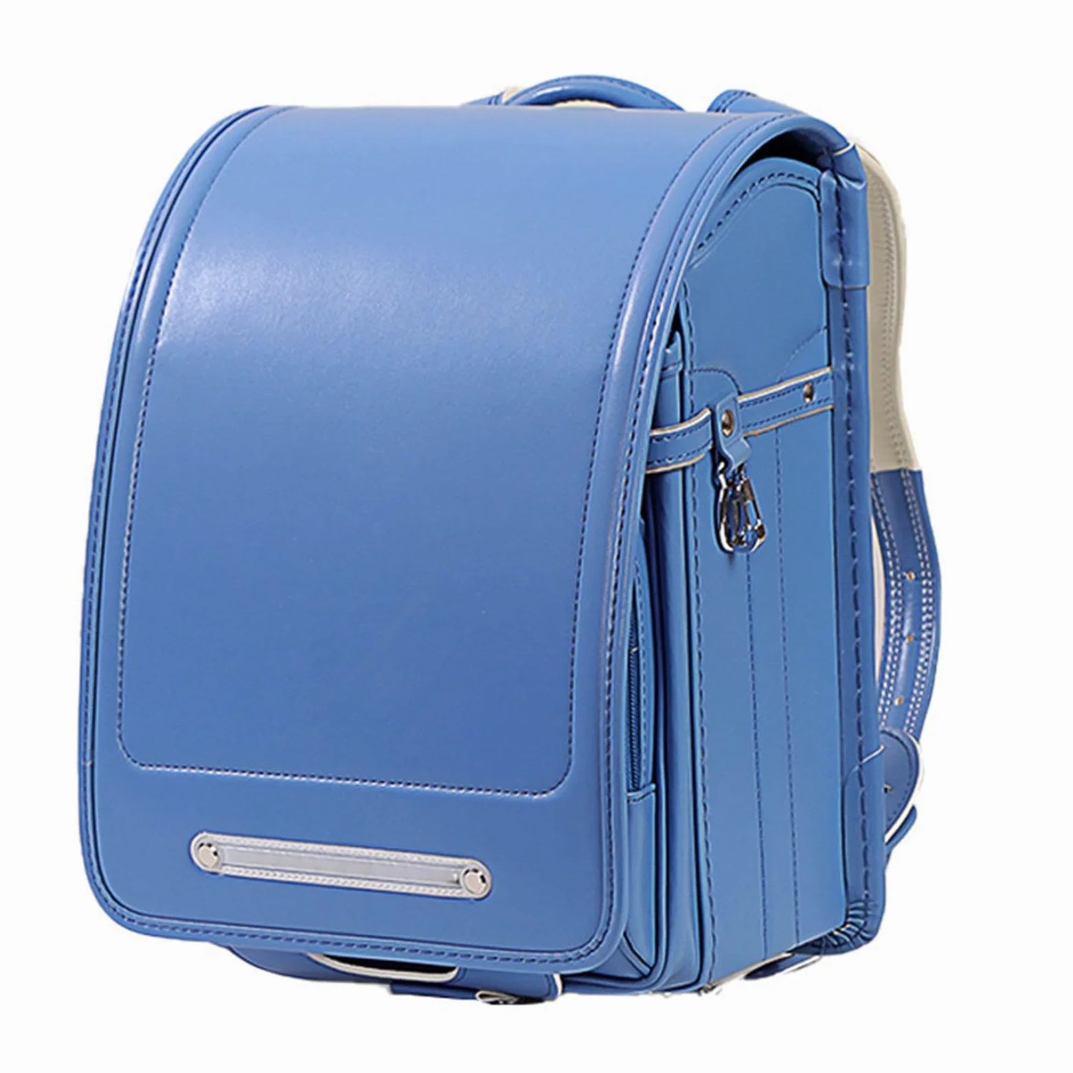 Zaino Scolastico Giapponese in Pelle Pu Impermeabile, con Chiusura Semiautomatica, Leggero E Capiente, per Bambini E Bambine. LightBlue