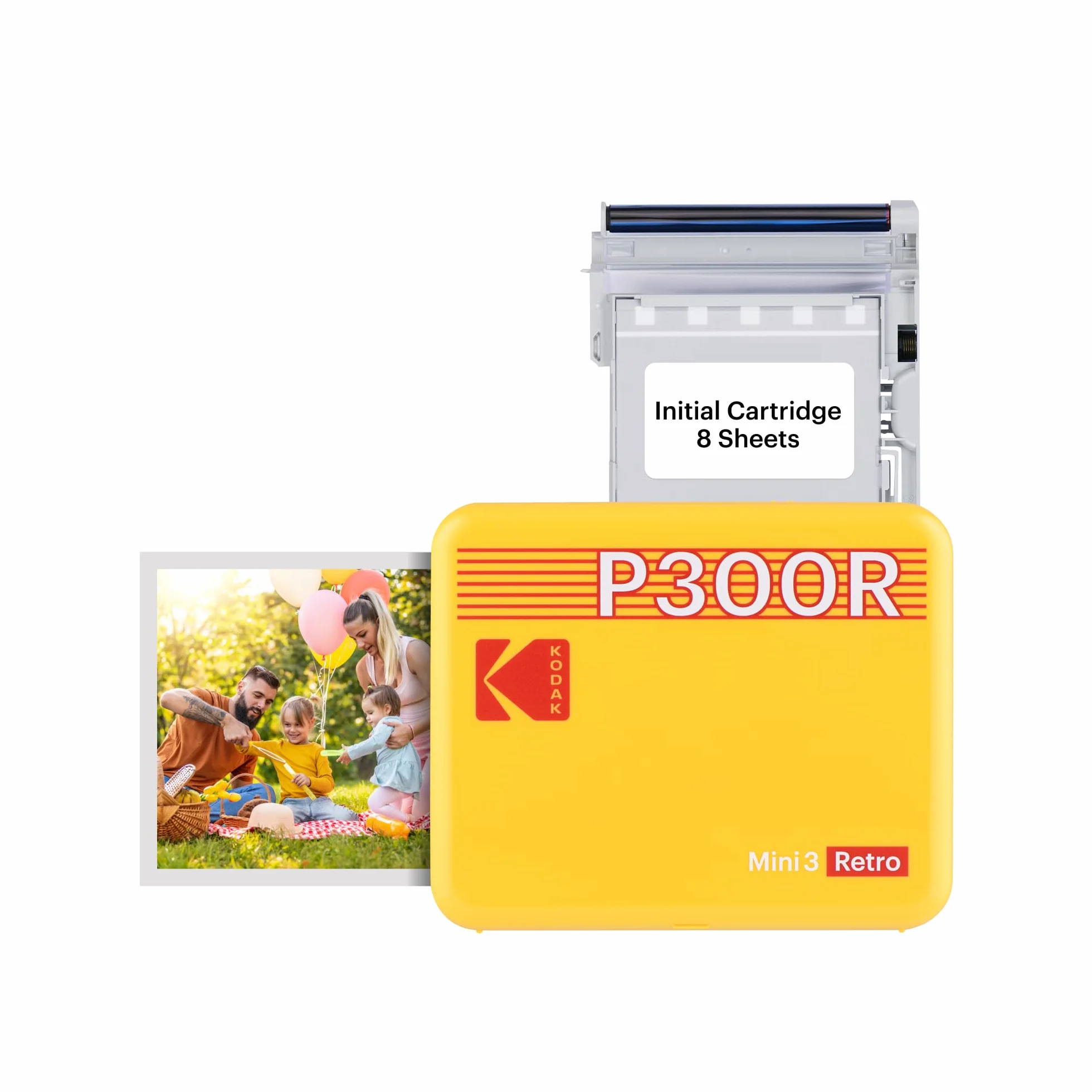 KODAK Mini 3 Retro 4PASS Stampante Fotografica Portatile Giallo (7.6x7.6cm) + 8 Fogli