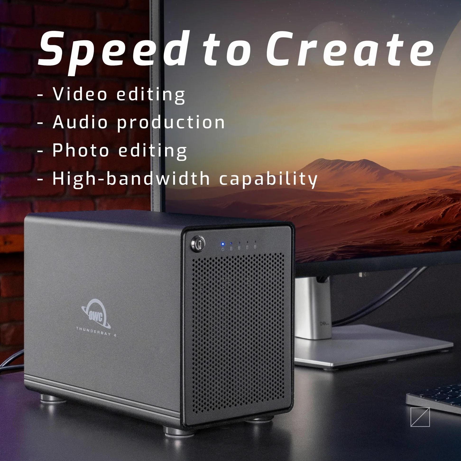 OWC Enclosure di archiviazione a 4 vani con doppie porte Thunderbolt 3