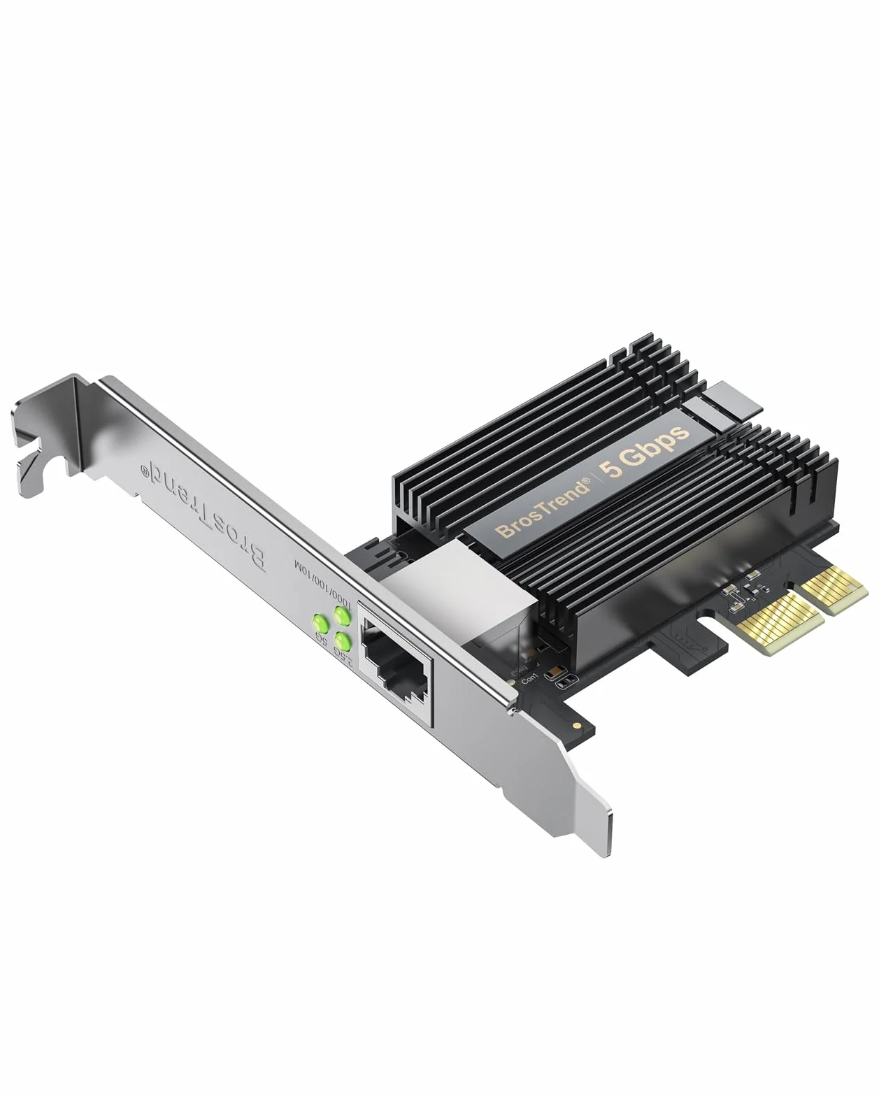 BrosTrend PCIe Scheda di Rete 5 Gigabit, PCI Express Adattatore di Rete Ethernet RJ45 LAN Controller, 5/2,5/1Gbps/100Mbps, PCIe Scheda Ethernet per Windows 11/10, Server 2022, NAS, Protezione a vita