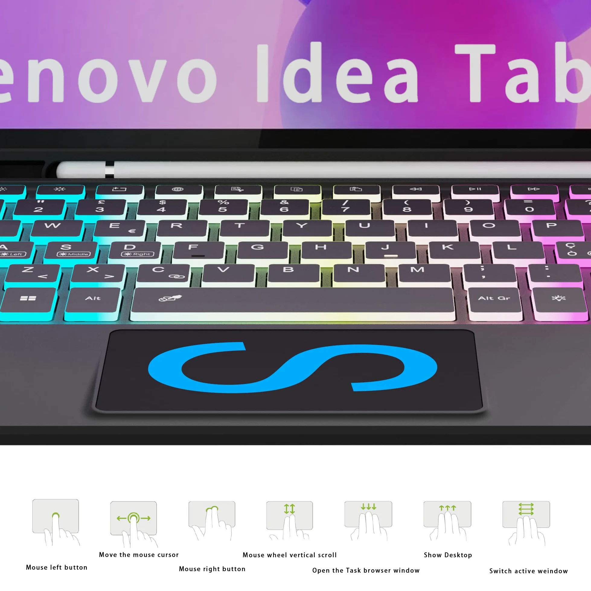 Custodia con tastiera per Lenovo Idea Tab 11 pollici 2025: tastiera retroilluminata 7 colori con trackpad Intelligente - Lenovo Tab M11 2024 tastiere wireless rimovibile con Layout italiano QWERTY