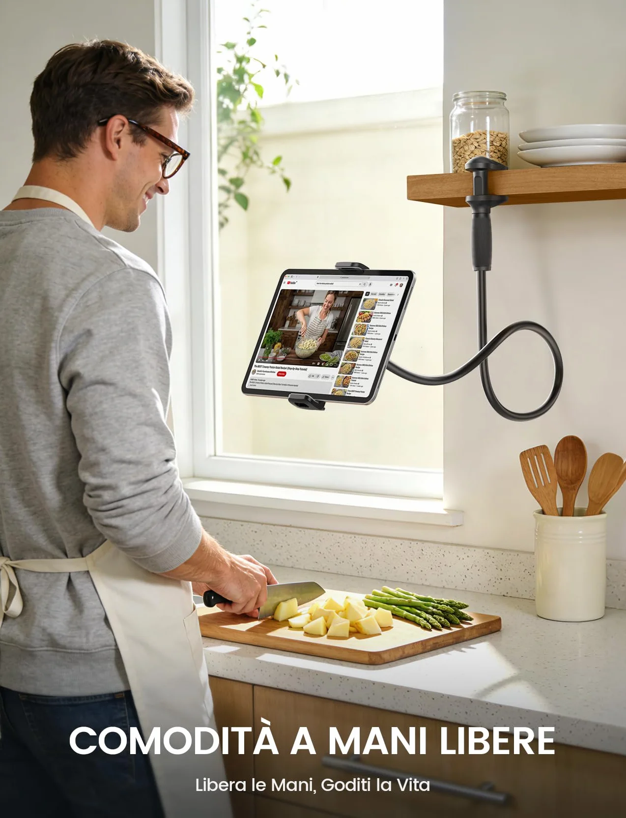Lamicall Supporto Tablet con Collo di Cigno 85cm Braccio Flessibile 360° Rotazione per iPad Pro/Air/Mini Kindle 4,7-13"