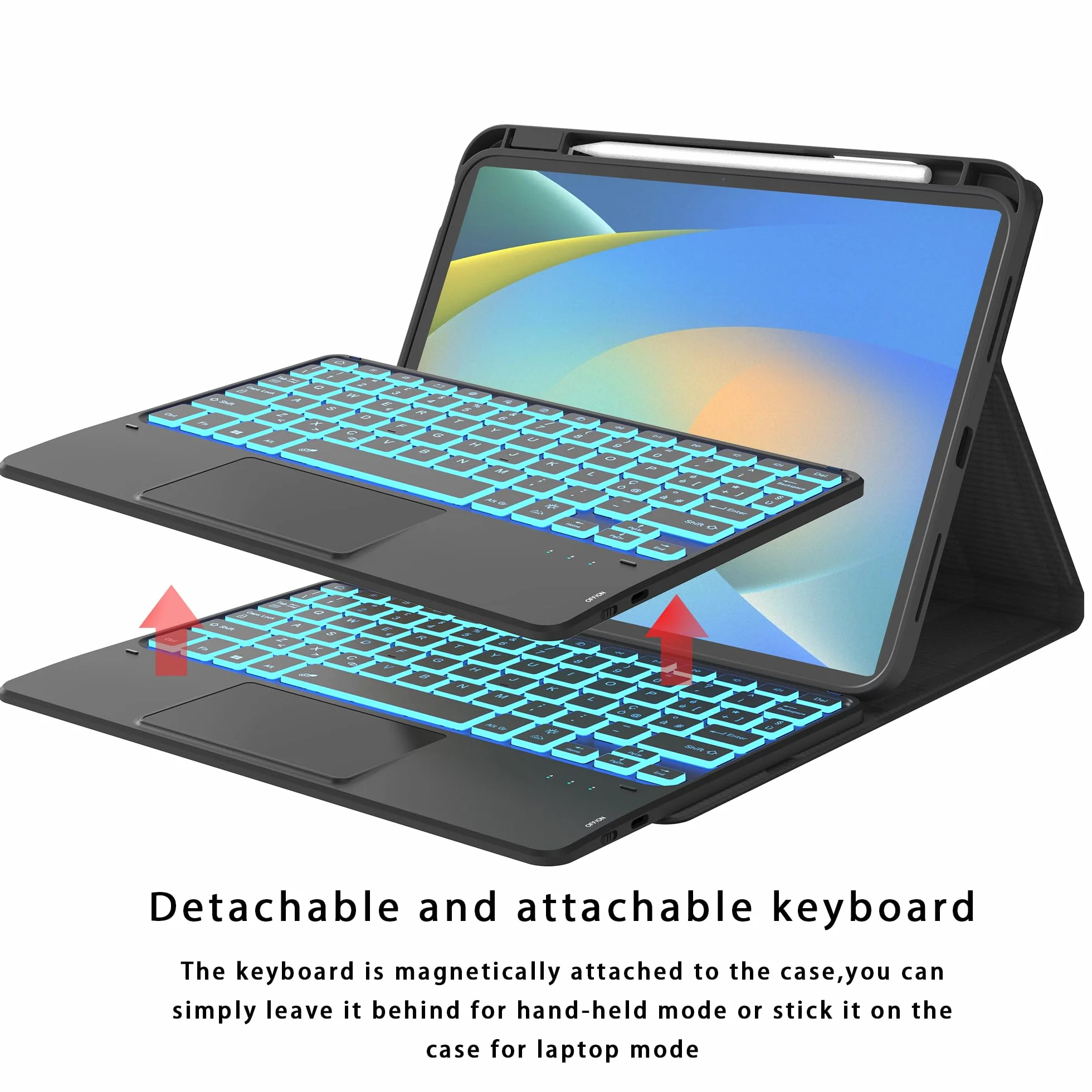 Tastiera per iPad 10 Generazione 10.9'' 2022, Cover con Tastiera per iPad 11 Pollici (A16, 2025) : Italiano QWERTY con 7 Colori Illuminato & Touchpad intelligente, Senza fili Staccabile Custodia