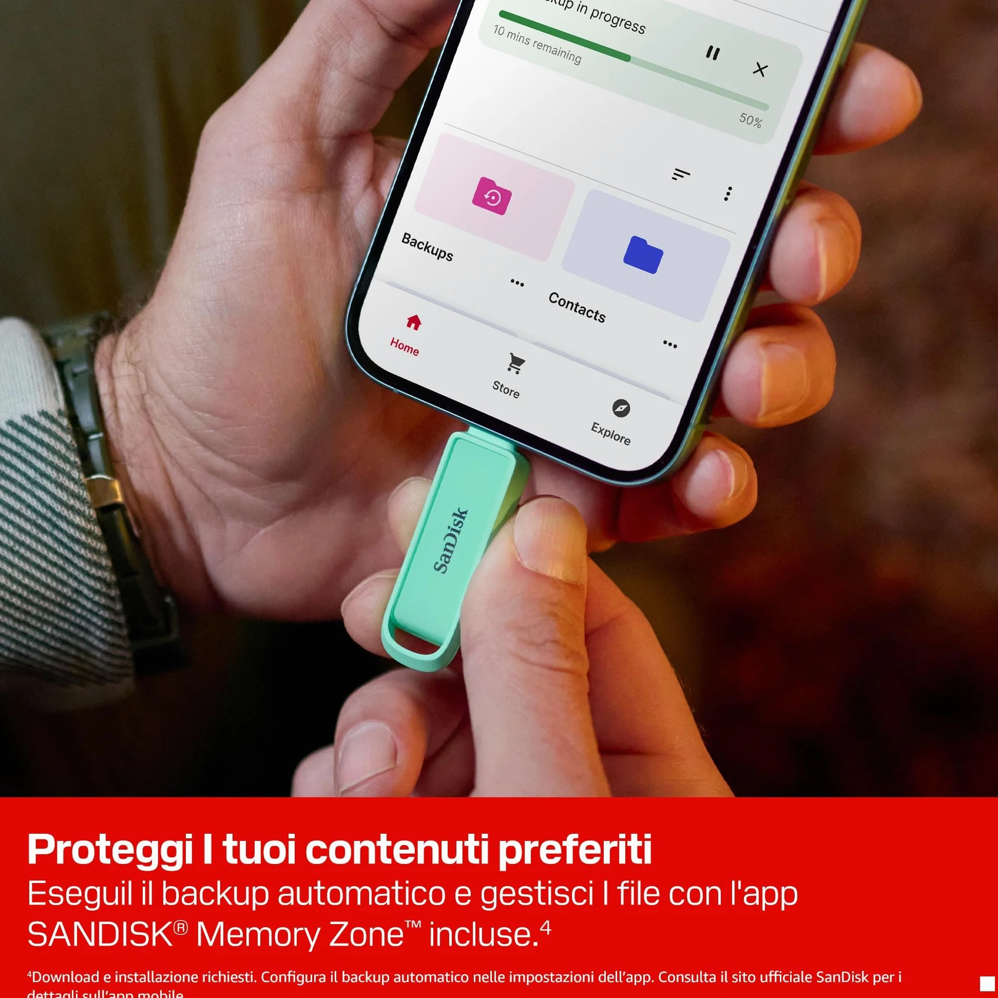 SANDISK Unità per telefono con USB Type-C 256 GB (per smartphone, tablet e computer, velocità fino a 150 MB/s, backup automatic, recupero dati) - Seafoam Green