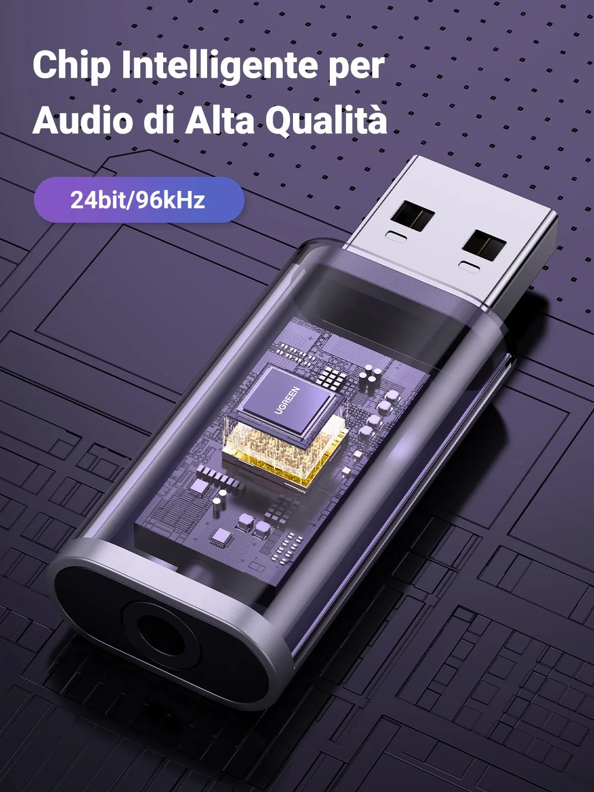 UGREEN Scheda Audio Esterna USB in Alluminio Adattatore Sonoro a Jack 3,5mm per Cuffie Microfono Casse Compatibile con PC PS5/4 MacBook Laptop Surface Pro Raspberry Pi Plug e Play