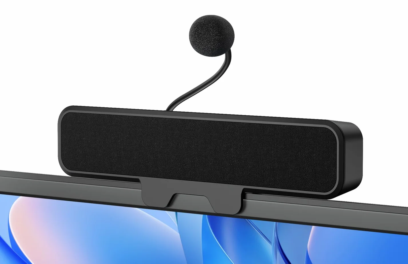 USB Altoparlanti per Computer con Microfono Staccabile, Altoparlante da Scrivania Plug and Play con Clip per Monitor, Suono Stereo & Bassi, Ideali per PC, PS5, Switch 2 e Laptop