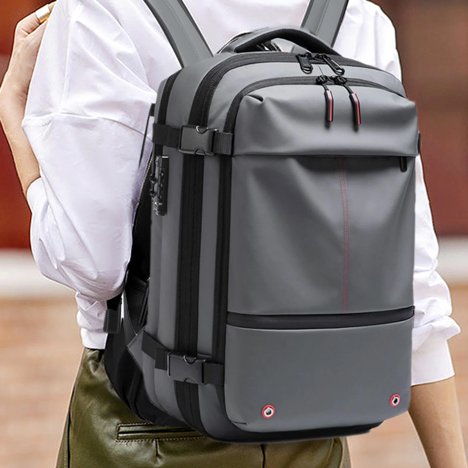 Zaino da viaggio sottovuoto – Airpack 60L espandibile scomparto per computer | imballaggio sottovuoto in tessuto Oxford, zaino airpack con blocco password, impermeabile, separazione secco/naso