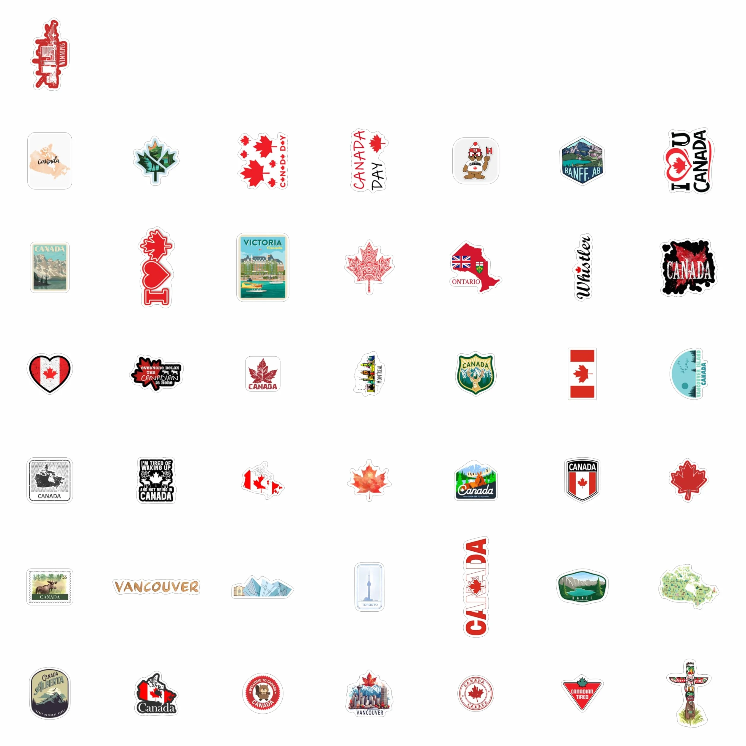 Adesivi Canada per Bottiglie d'Acqua e Laptop - Favors e Decorazioni a Tema Cultura Canadese - Canada Stickers