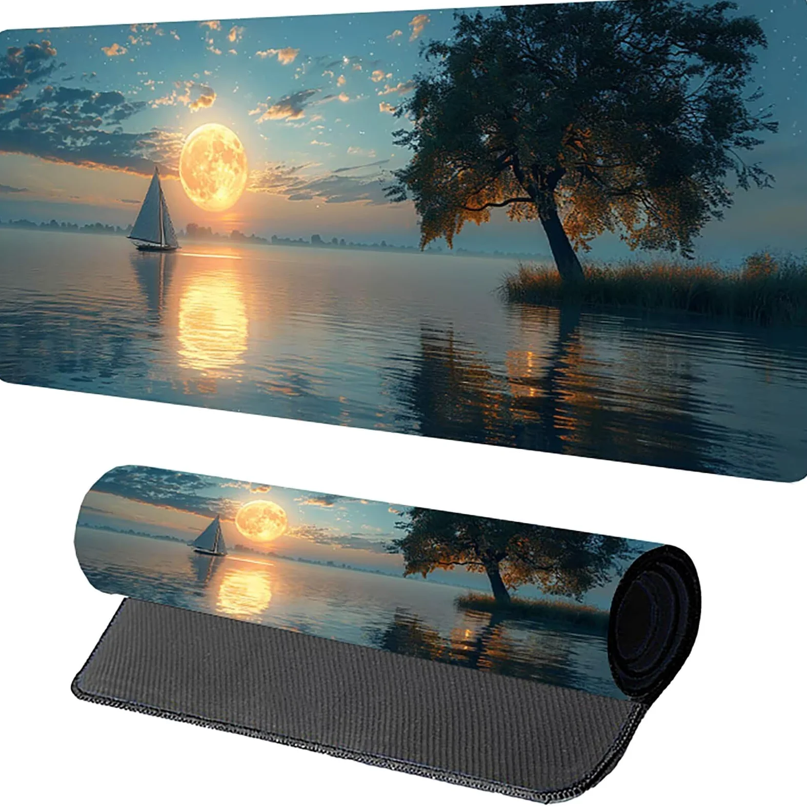 Tappetino Mouse XXL 1500 x 800 mm, Tappetino Mouse Luna, Gaming Mousepad Migliorare la Velocità e la Precisione, Mouse Pad con Base in Gomma Antiscivolo, Ufficio Accessori Gaming, Grigio C-1184