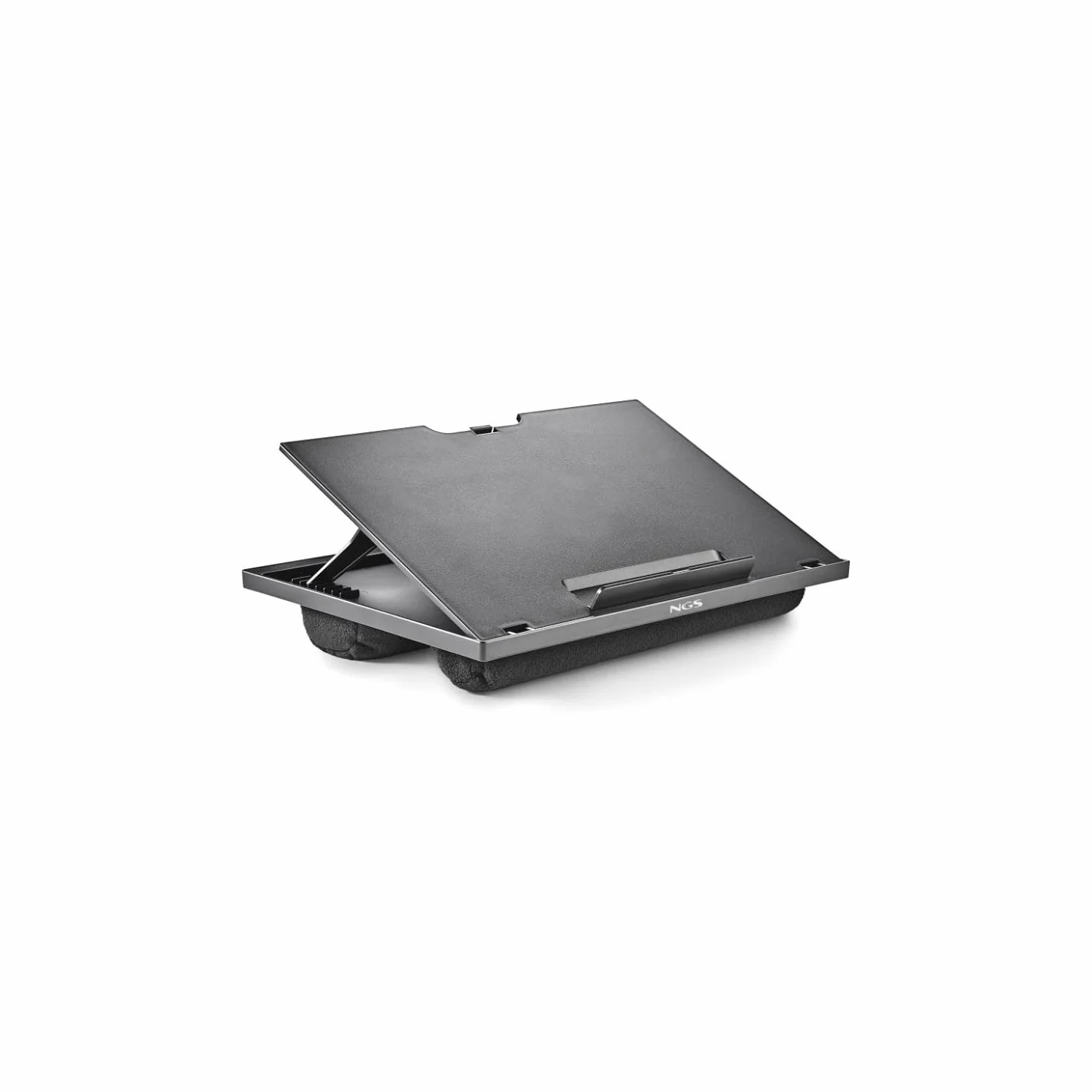 NGS LAPNEST - Supporto multifunzionale ed ergonomico per laptop fino a 15,6" con base imbottita, regolabile con 8 livelli di altezza