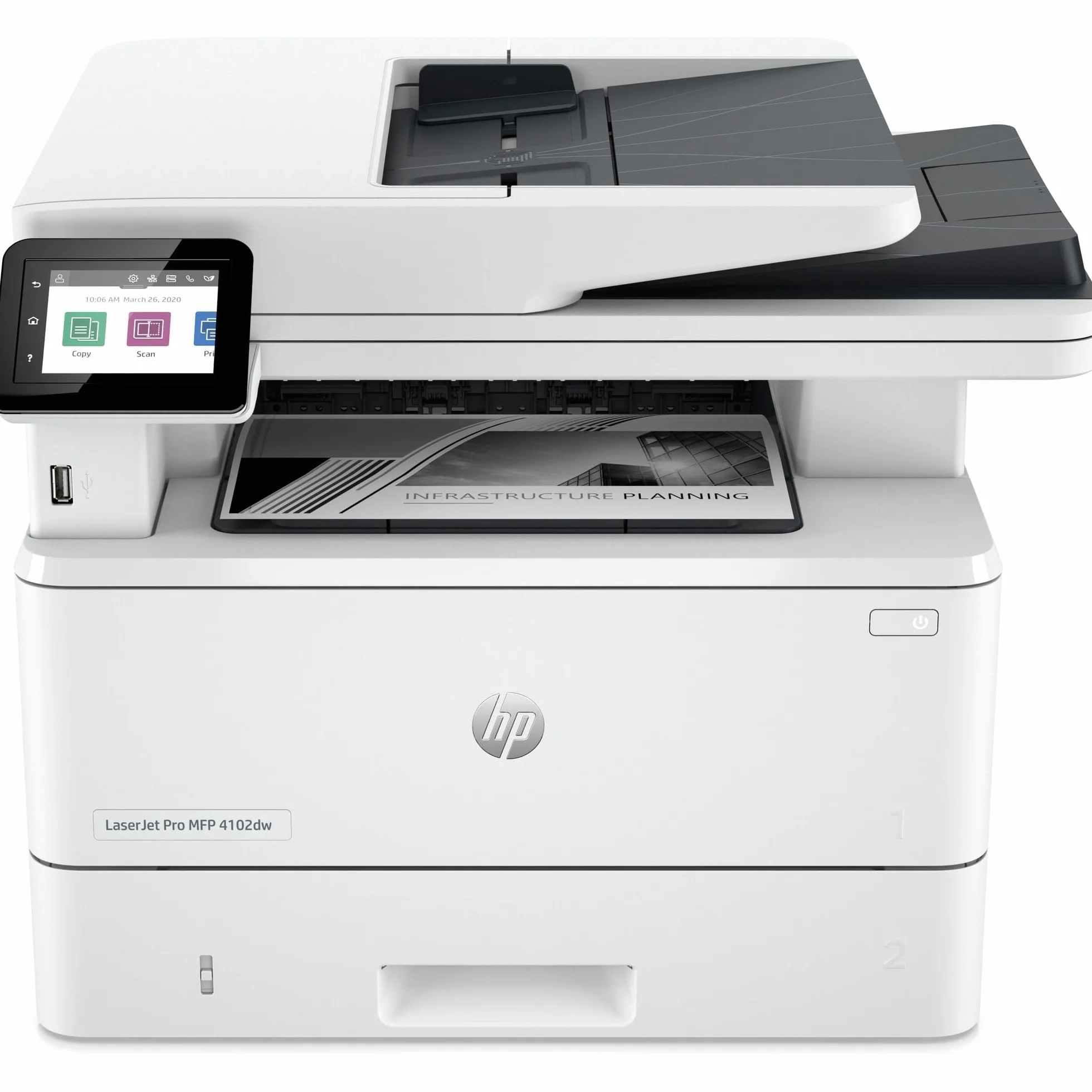 HP Laserjet Pro MFP 4102dw Stampante Multifunzione A4, Stampa Fronte e Retro Automatico, 42 ppm, Wi-Fi, Ethernet, Bianca