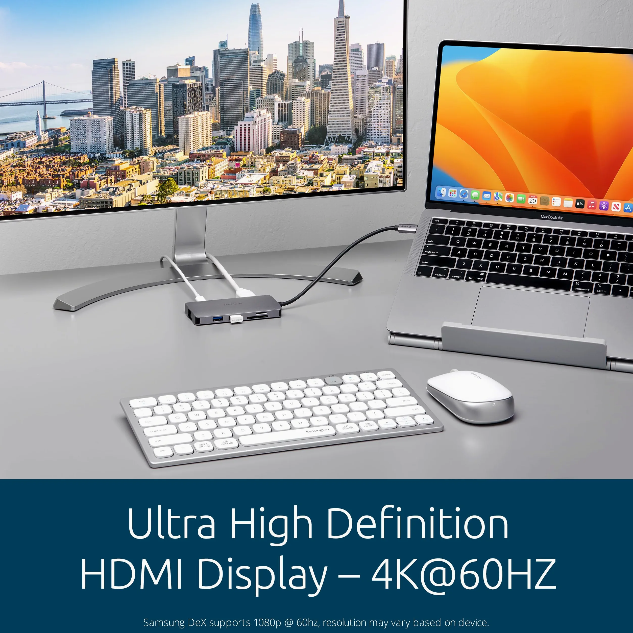 Kensington UH1400P Dock Universale Portatile Driverless USB-C 8-in-1, universale, 8 porte, alimentazione fino a 85 W, Ultra HD (singolo 4K a 60 Hz) ad alta risoluzione, plug & play, con cavo