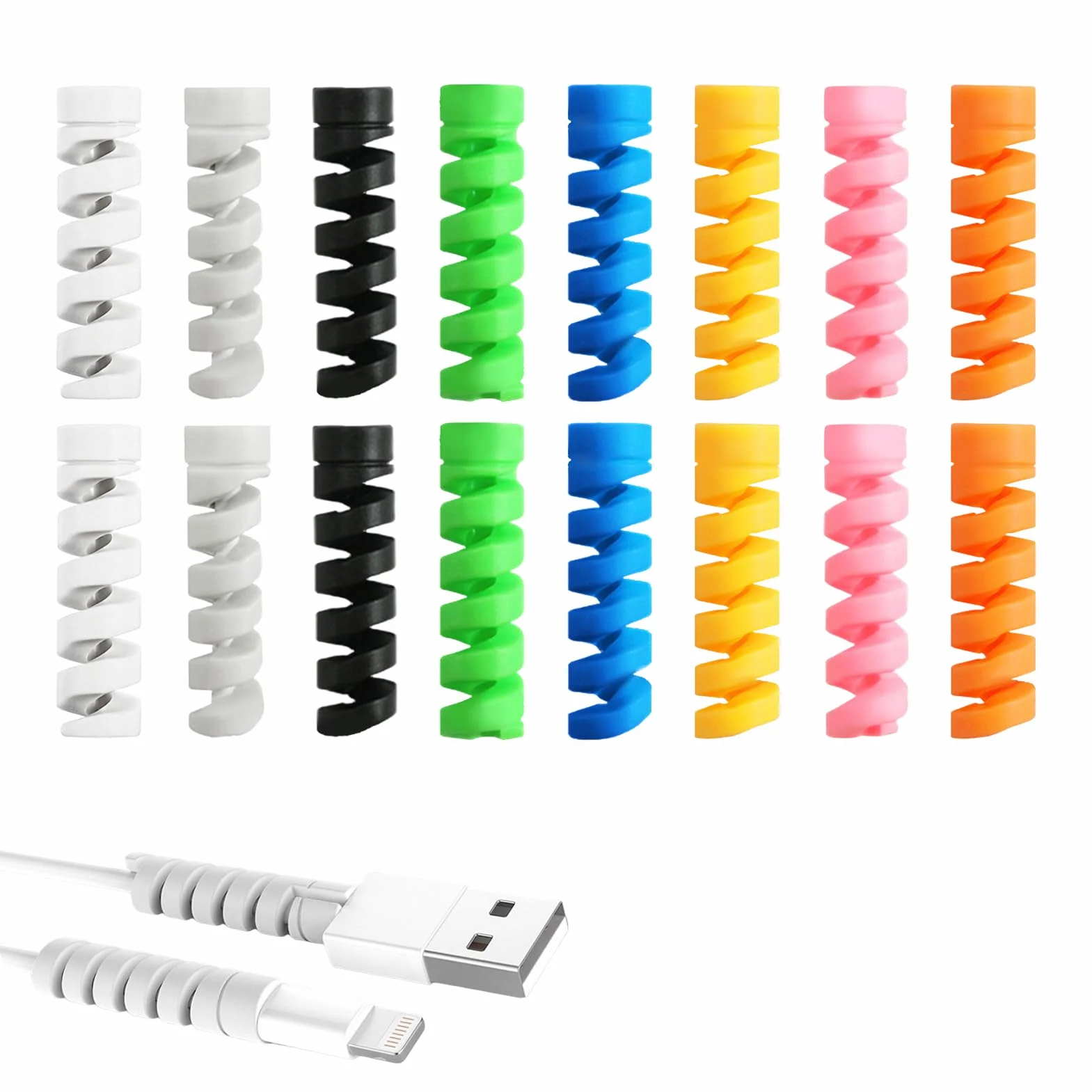 16 Pezzi Protezione Cavo，Protezione Micro-Siliconica Flessibile, Copri Caricatore per Caricatore Tipo-C Caricamento，Per Tutti I Cavi di Ricarica del Cellulare Cavi del Mouse Cavi USB(8 Colori)