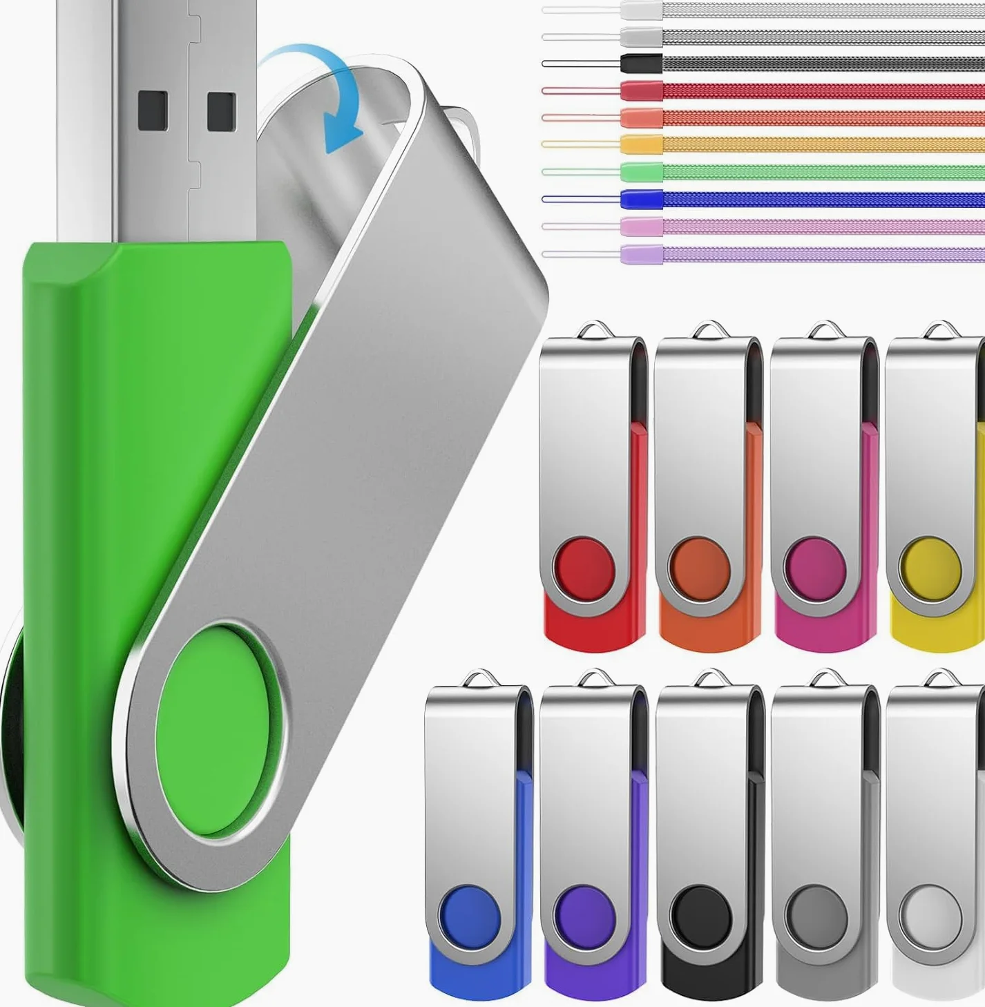FEBNISCTE Chiavetta USB 16GB 10 Pezzi, Pennetta USB 2.0 Portatile, Pen Drives Girevole Pendrive 16 GB, Penna USB, Multicolorato Chiave USB Chiavette USB 2.0 16 Giga Pennina USB